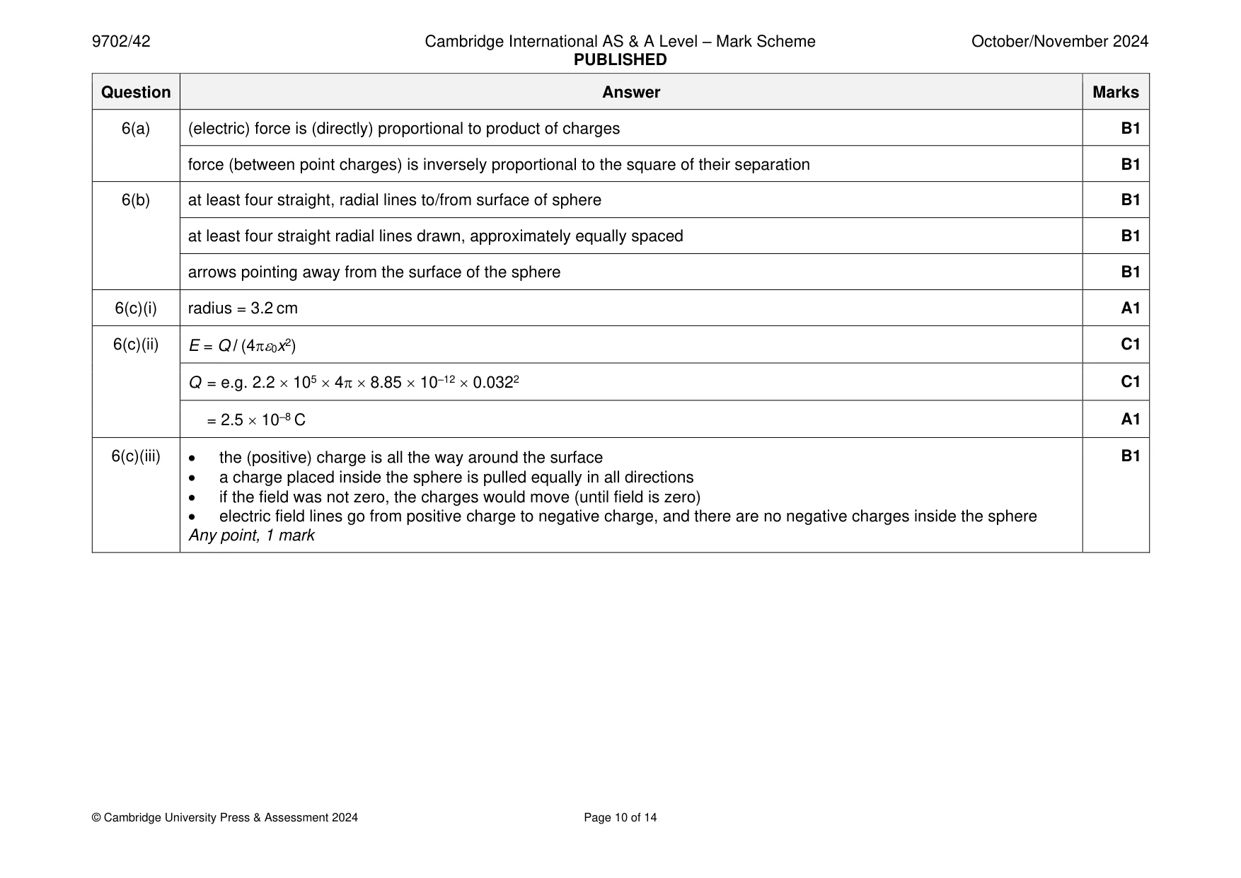 Mark scheme, page 10 of 14