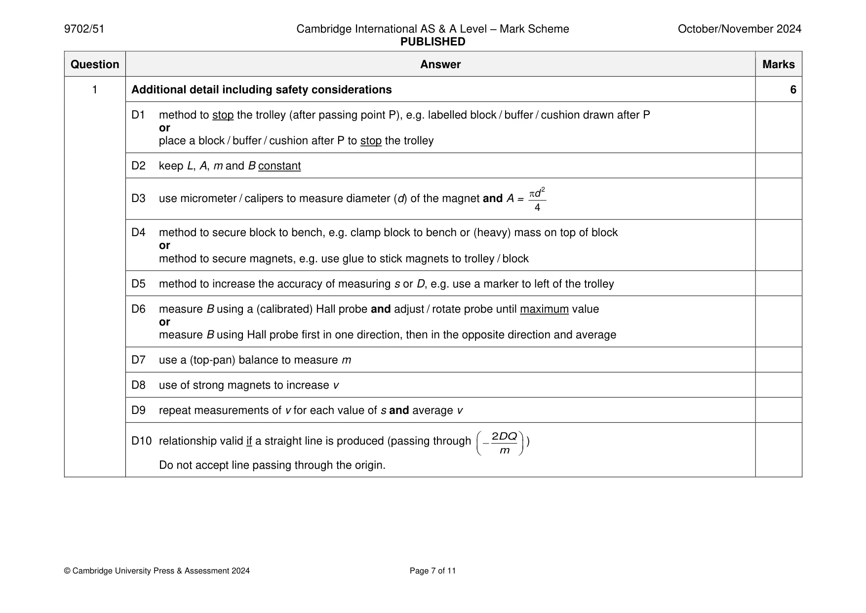 Mark scheme, page 7 of 11