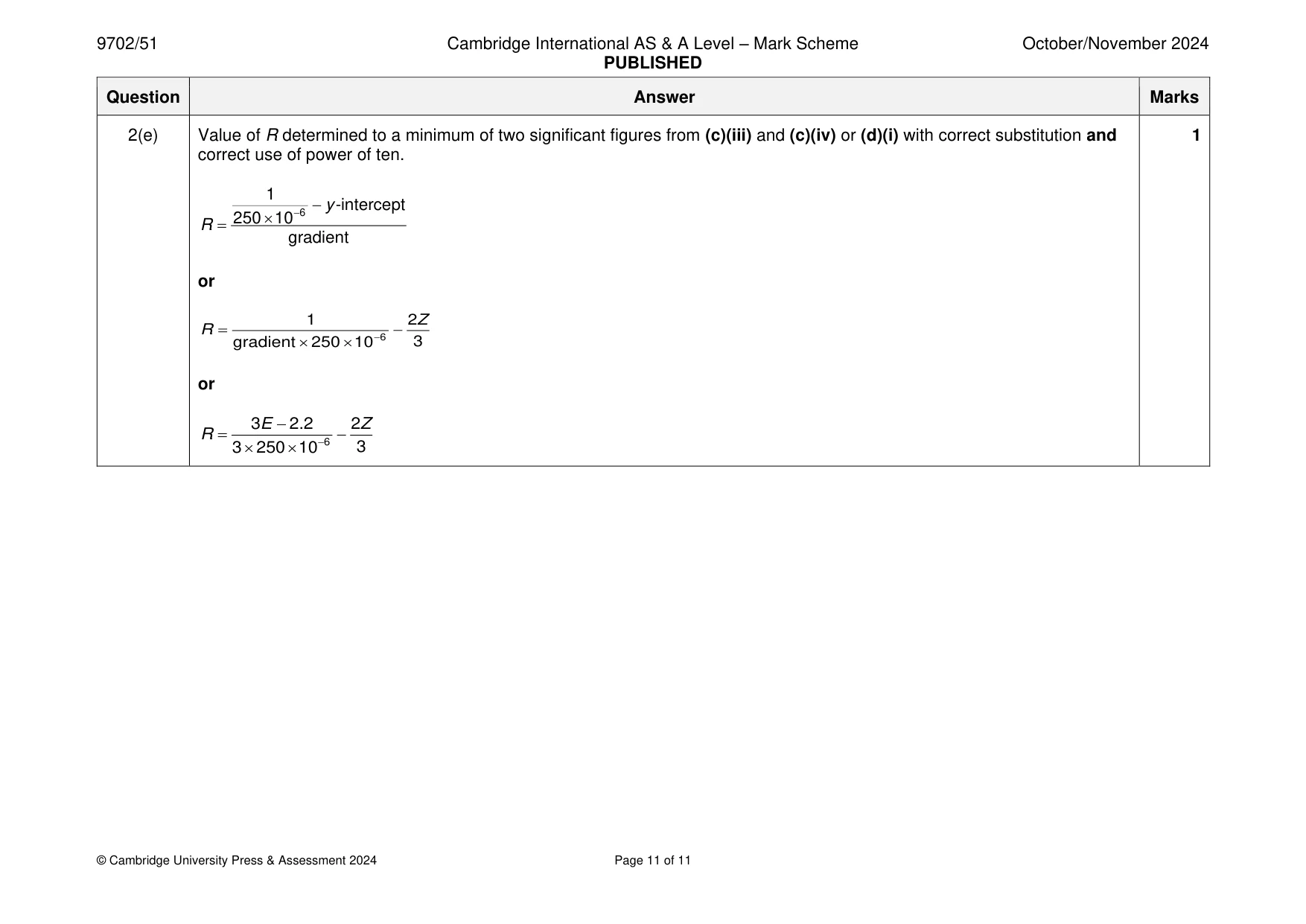 Mark scheme, page 11 of 11
