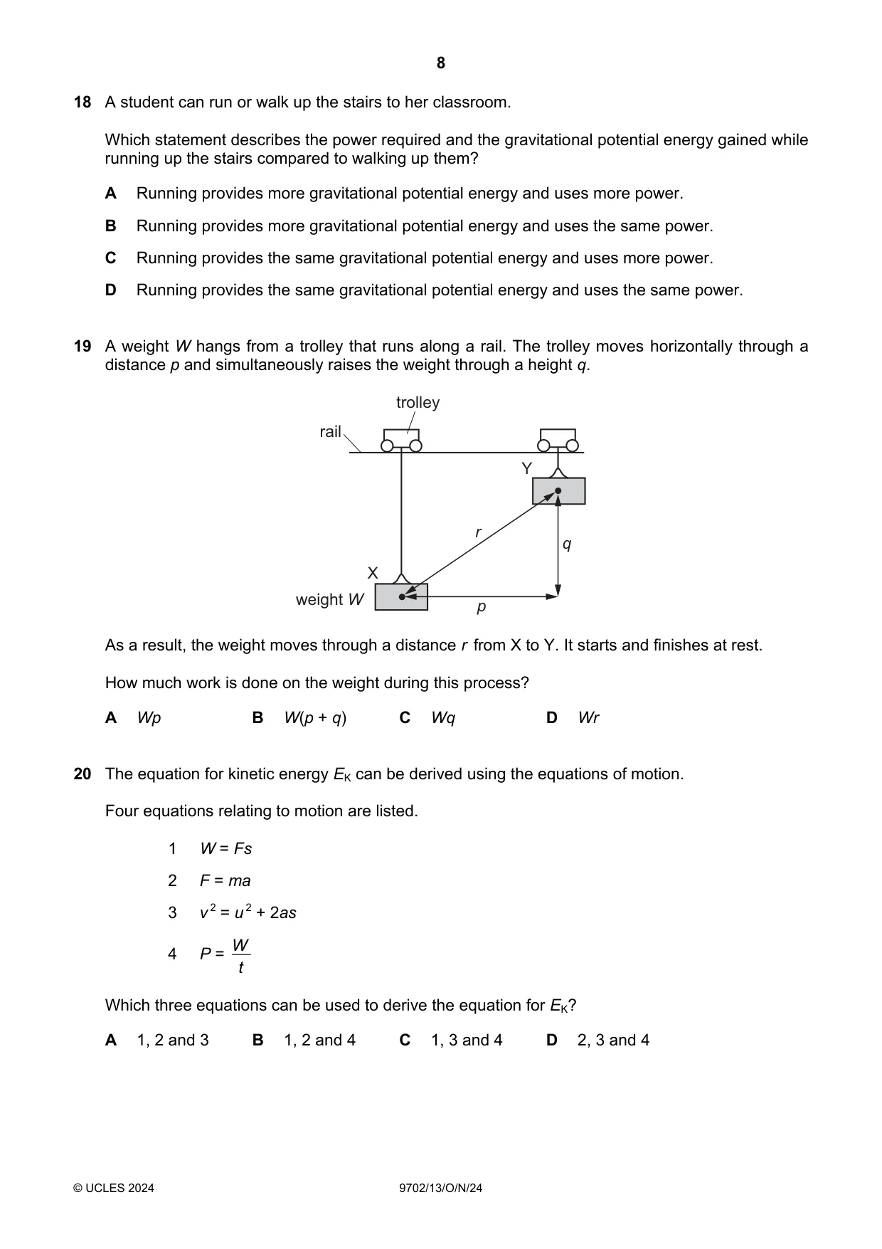 Cambridge A Level Physics 9702 2024 Oct/Nov Paper 1 · Variant 3 question paper, page 8 of 16