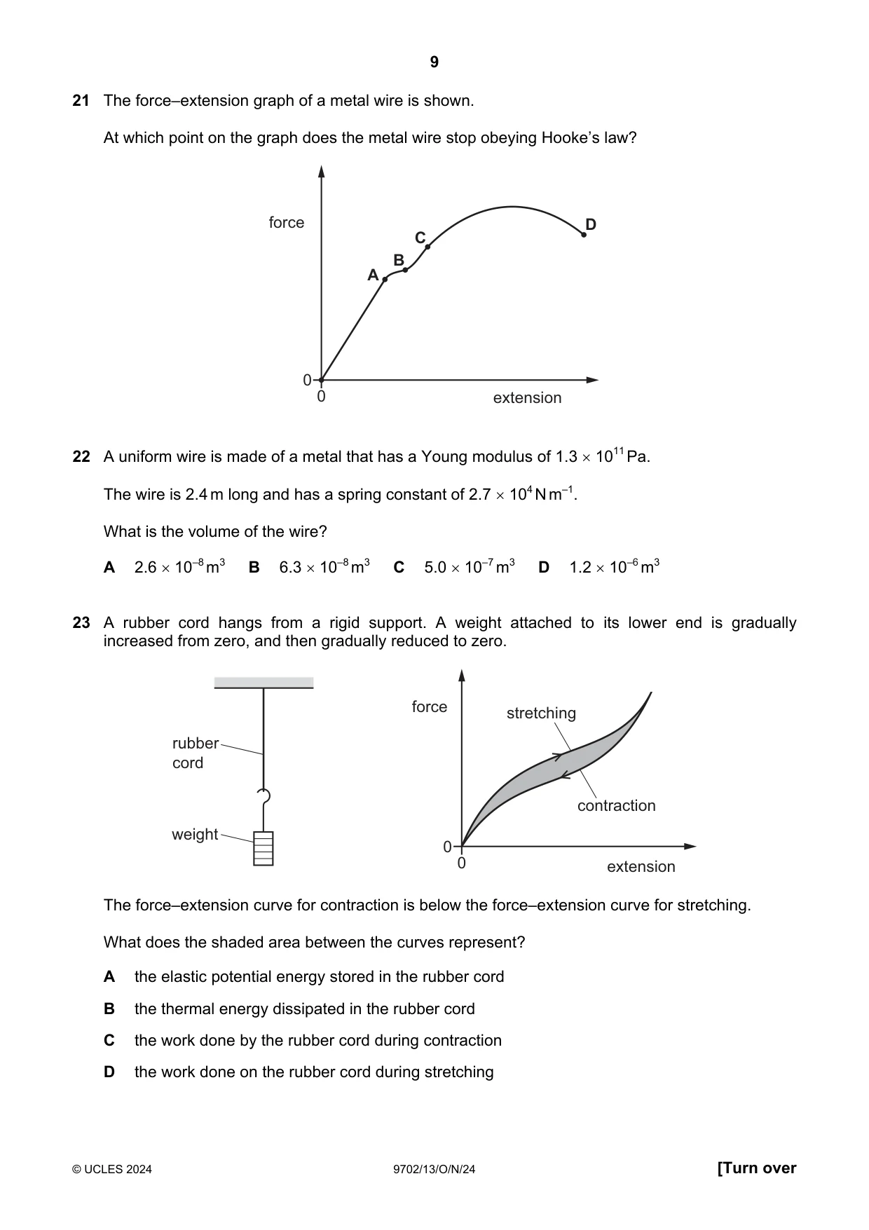 Cambridge A Level Physics 9702 2024 Oct/Nov Paper 1 · Variant 3 question paper, page 9 of 16