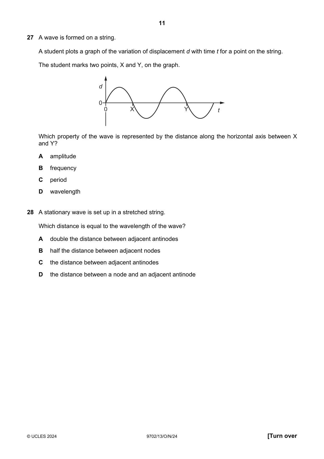 Cambridge A Level Physics 9702 2024 Oct/Nov Paper 1 · Variant 3 question paper, page 11 of 16