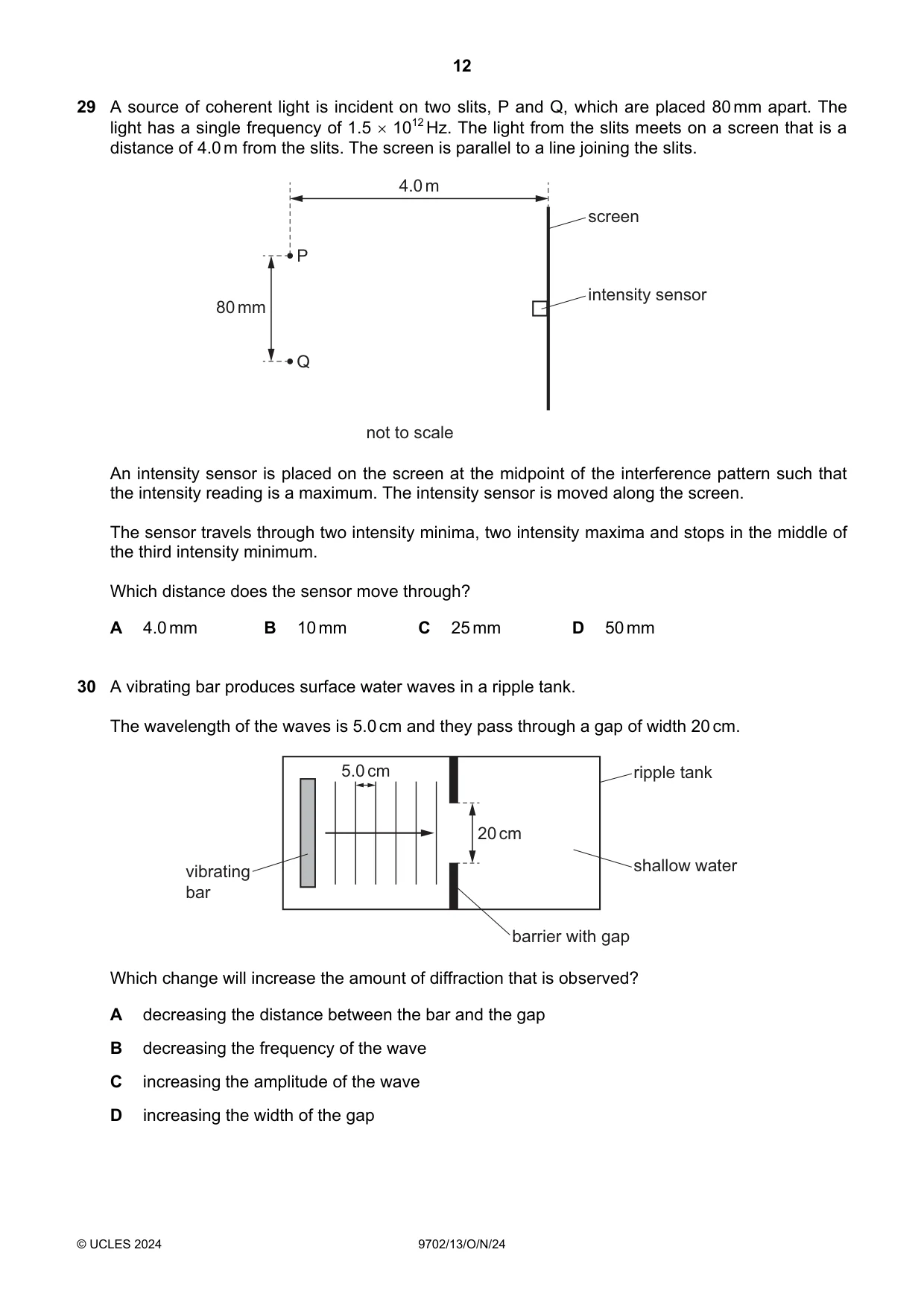 Cambridge A Level Physics 9702 2024 Oct/Nov Paper 1 · Variant 3 question paper, page 12 of 16