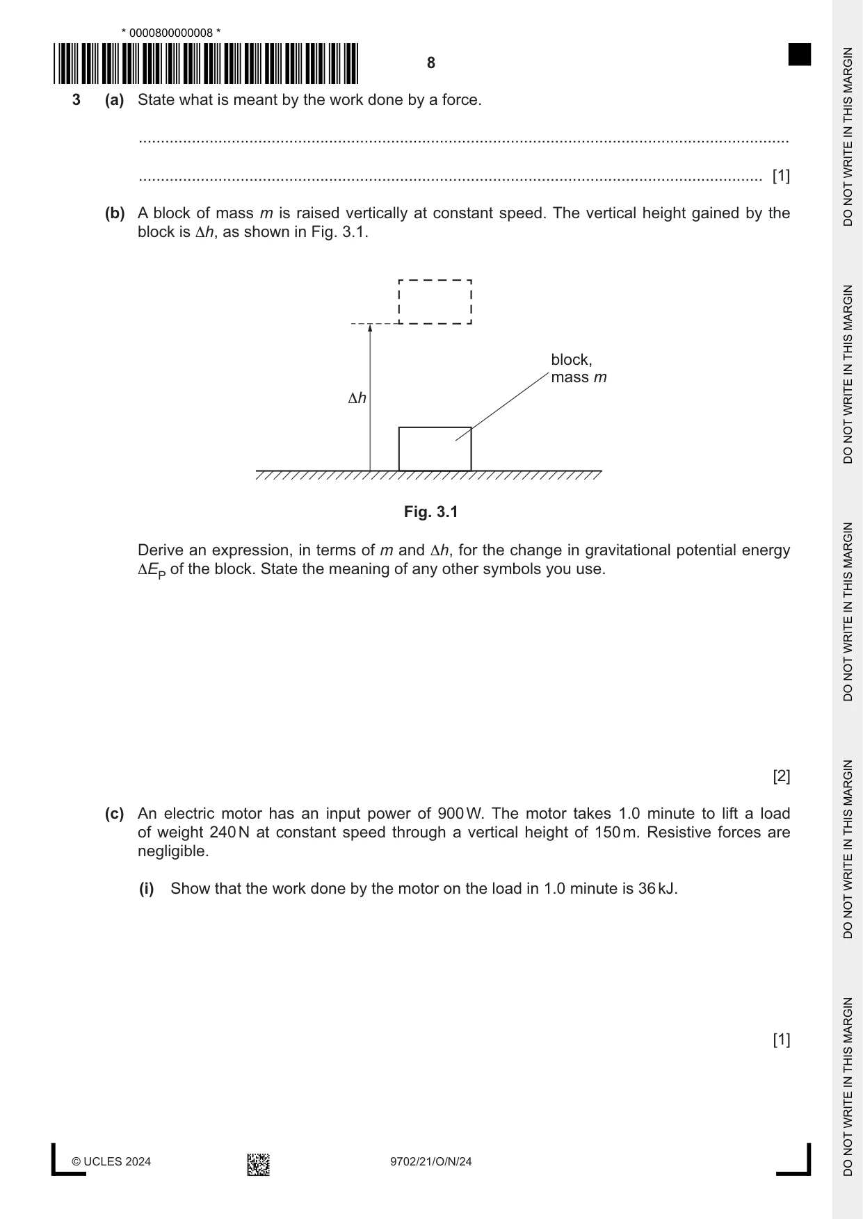 Cambridge A Level Physics 9702 2024 Oct/Nov Paper 2 · Variant 1 question paper, page 8 of 16