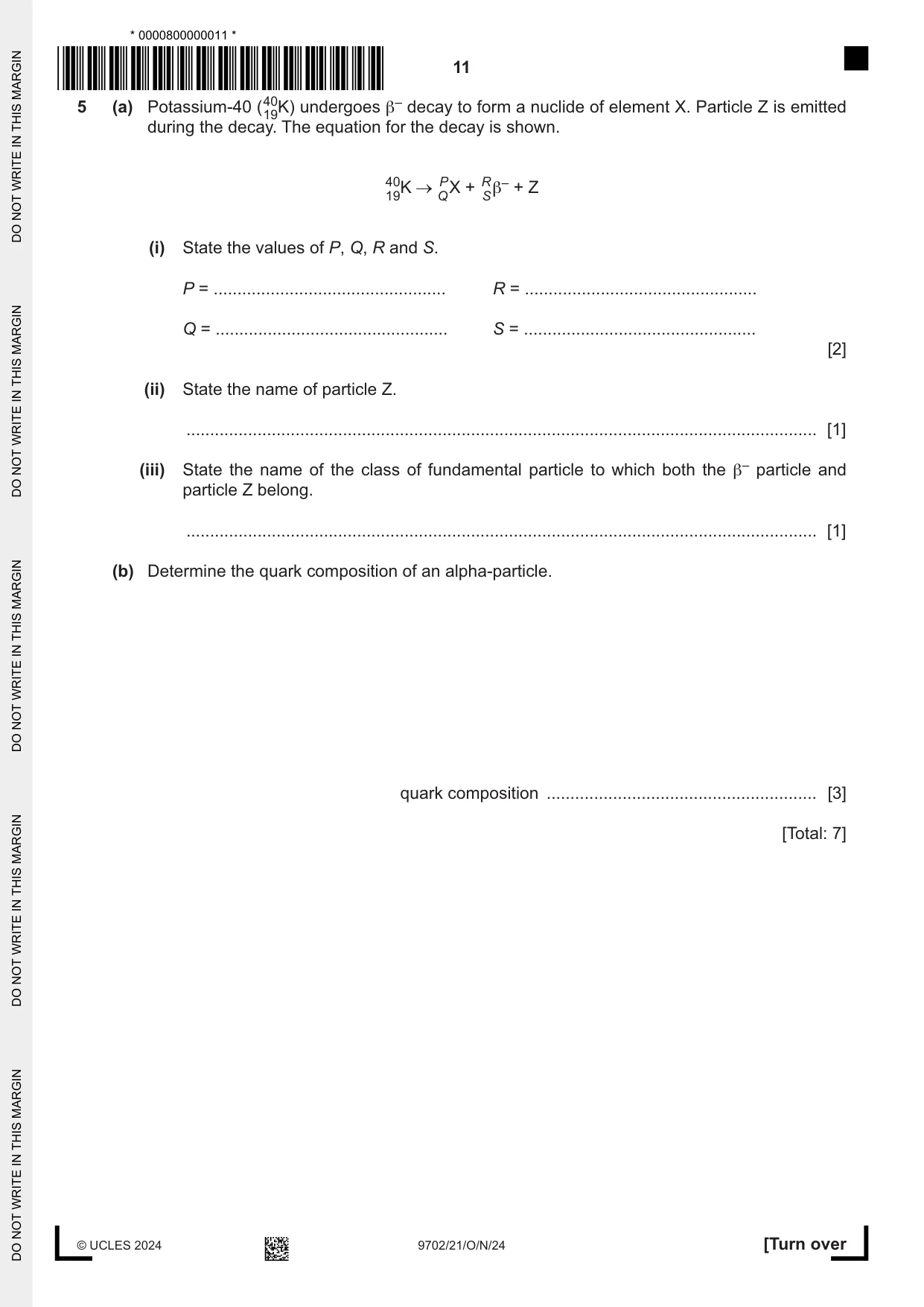 Cambridge A Level Physics 9702 2024 Oct/Nov Paper 2 · Variant 1 question paper, page 11 of 16