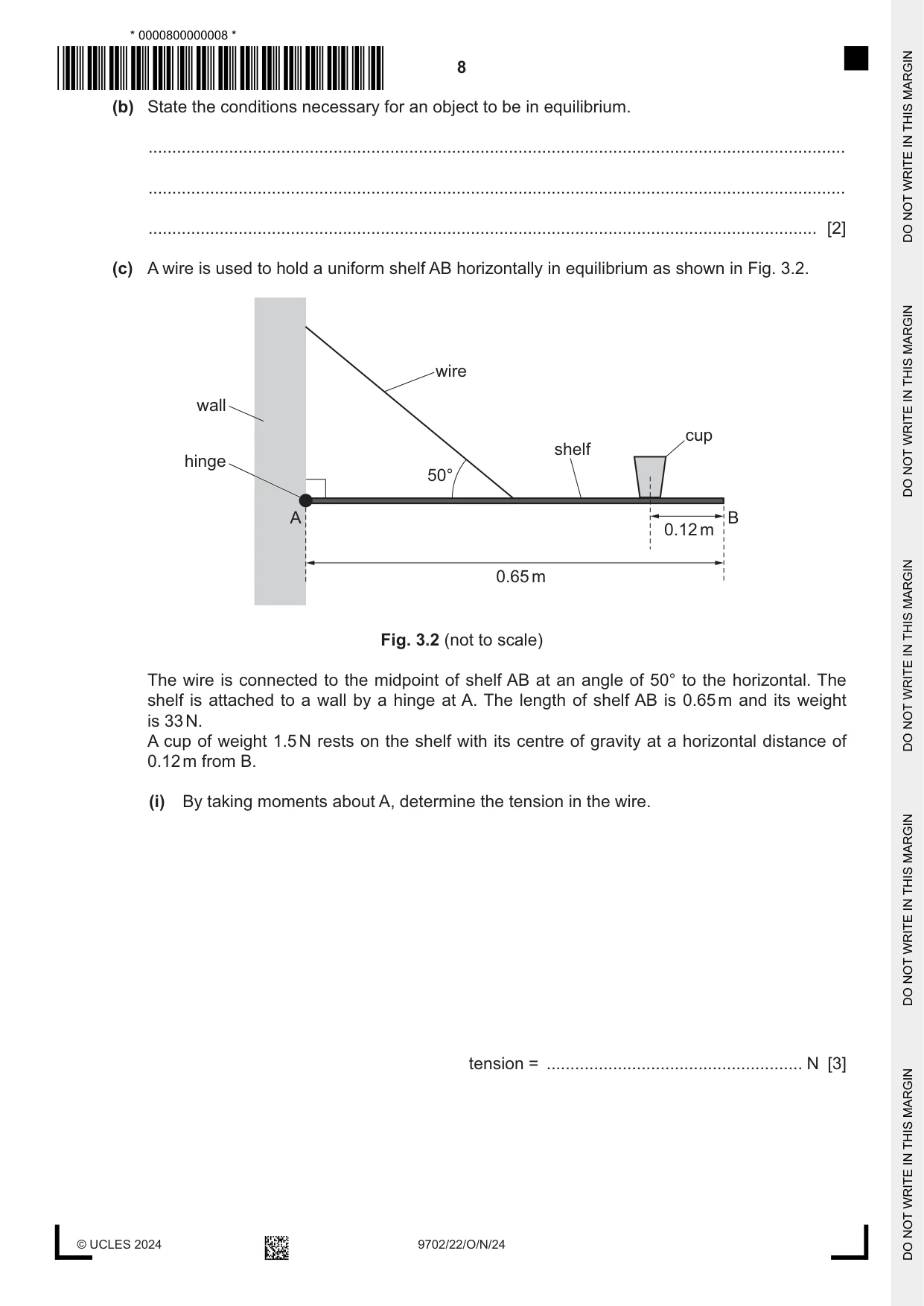 Cambridge A Level Physics 9702 2024 Oct/Nov Paper 2 · Variant 2 question paper, page 8 of 16