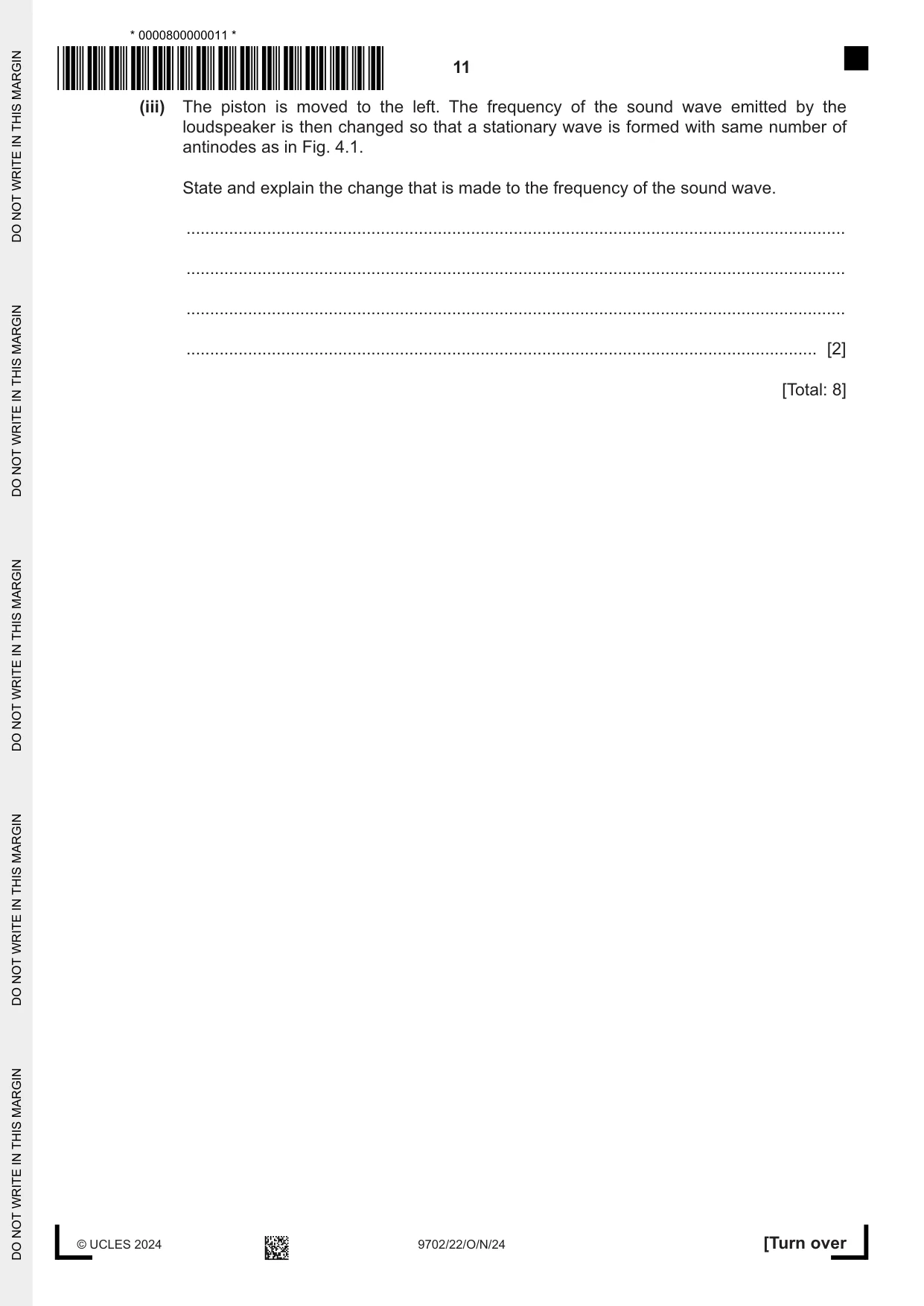 Cambridge A Level Physics 9702 2024 Oct/Nov Paper 2 · Variant 2 question paper, page 11 of 16