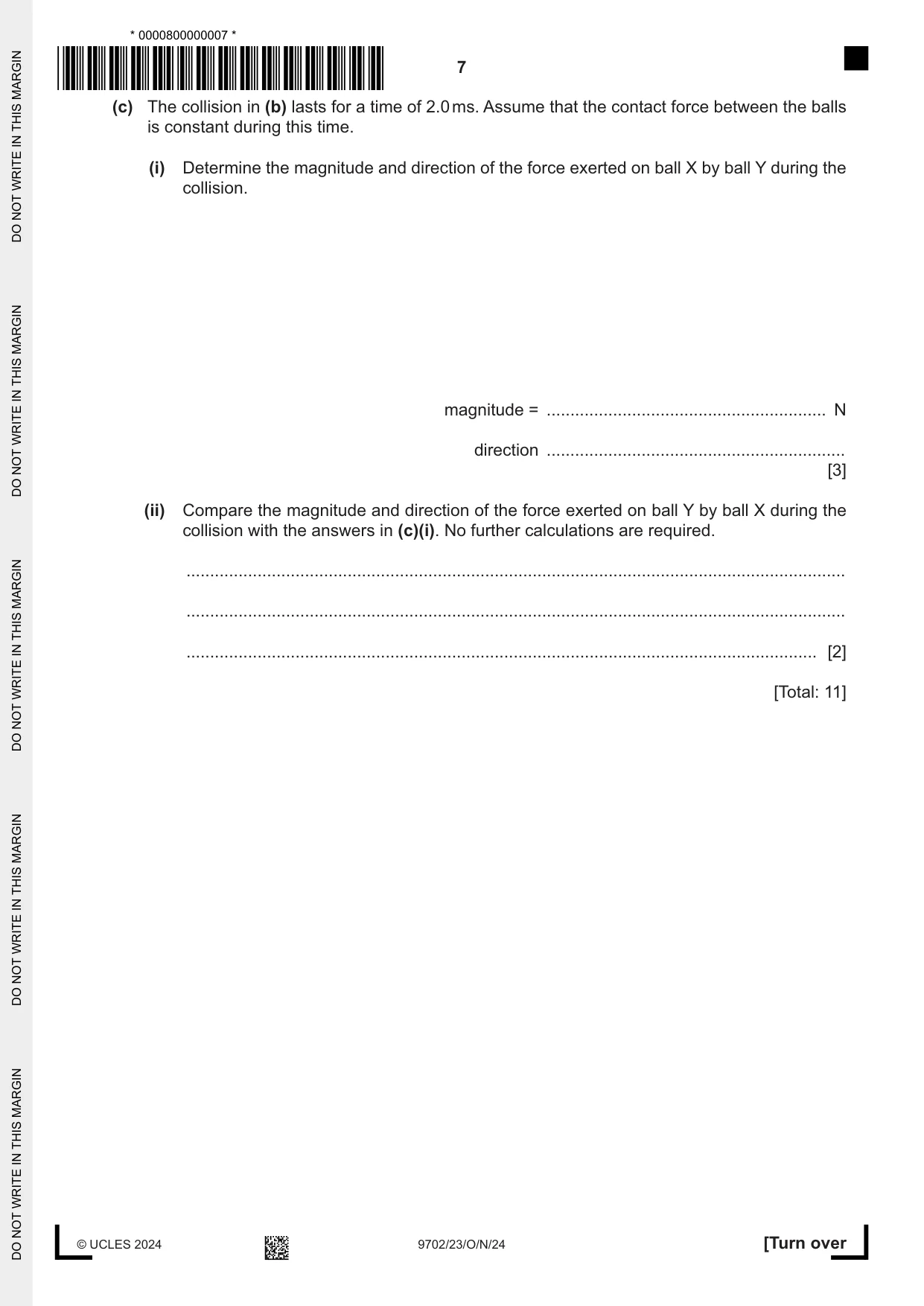 Cambridge A Level Physics 9702 2024 Oct/Nov Paper 2 · Variant 3 question paper, page 7 of 16