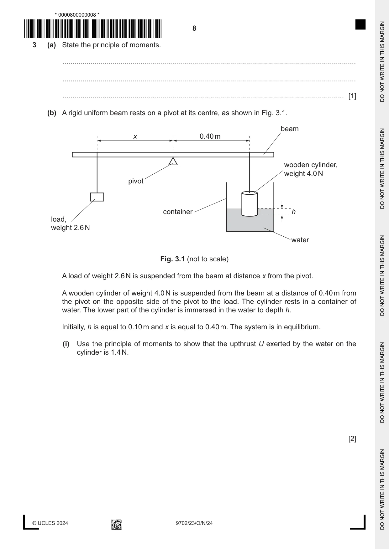 Cambridge A Level Physics 9702 2024 Oct/Nov Paper 2 · Variant 3 question paper, page 8 of 16