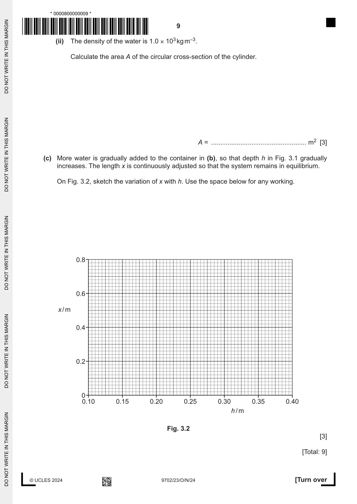 Cambridge A Level Physics 9702 2024 Oct/Nov Paper 2 · Variant 3 question paper, page 9 of 16