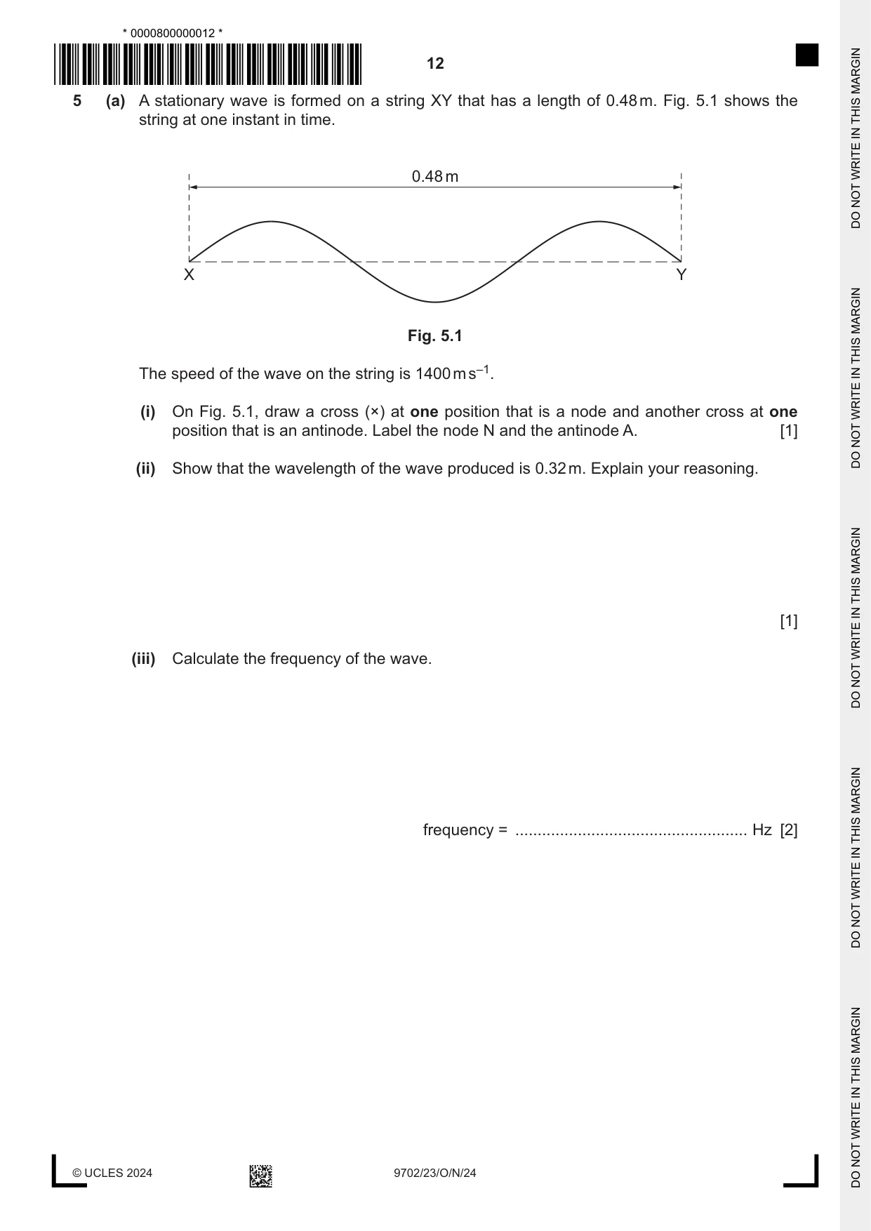 Cambridge A Level Physics 9702 2024 Oct/Nov Paper 2 · Variant 3 question paper, page 12 of 16