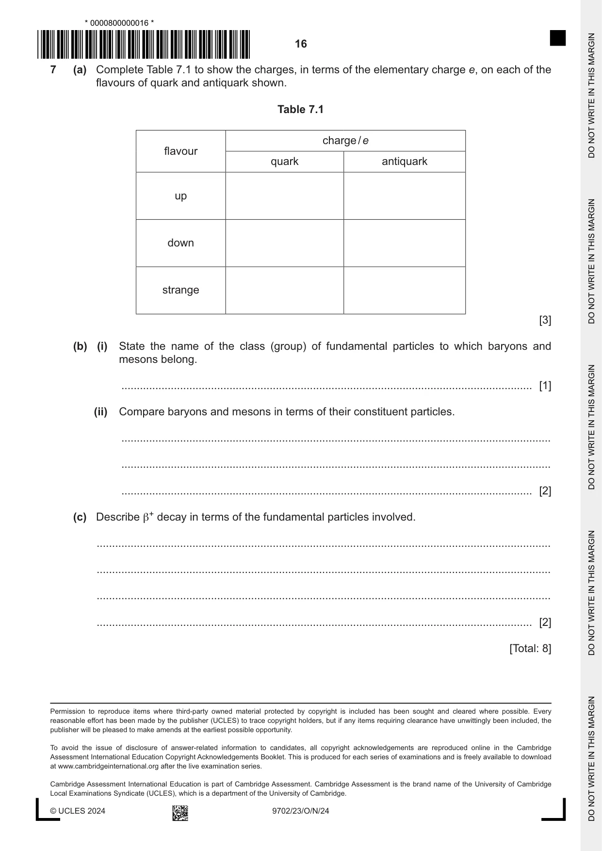 Cambridge A Level Physics 9702 2024 Oct/Nov Paper 2 · Variant 3 question paper, page 16 of 16