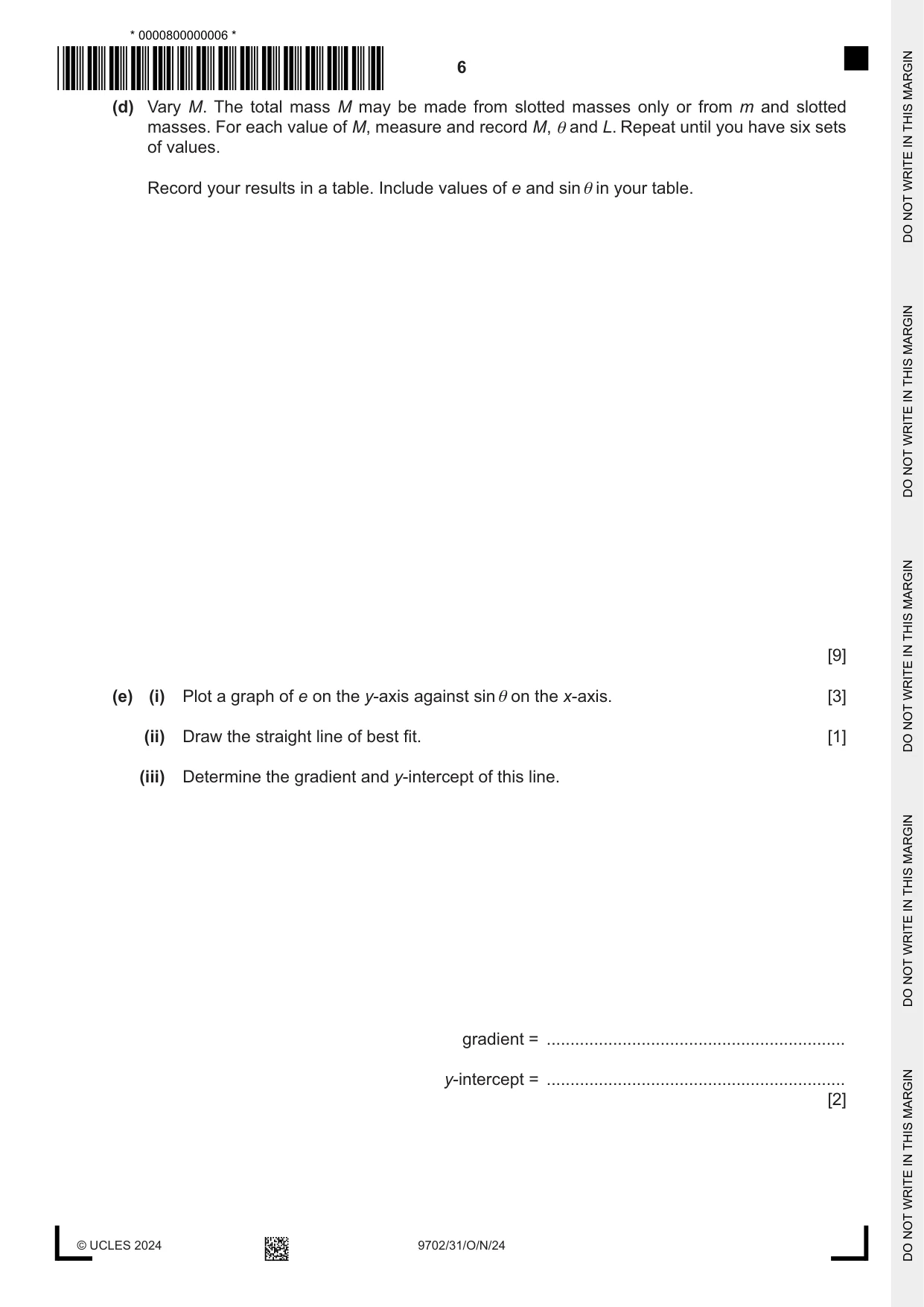 Cambridge A Level Physics 9702 2024 Oct/Nov Paper 3 · Variant 1 question paper, page 6 of 16