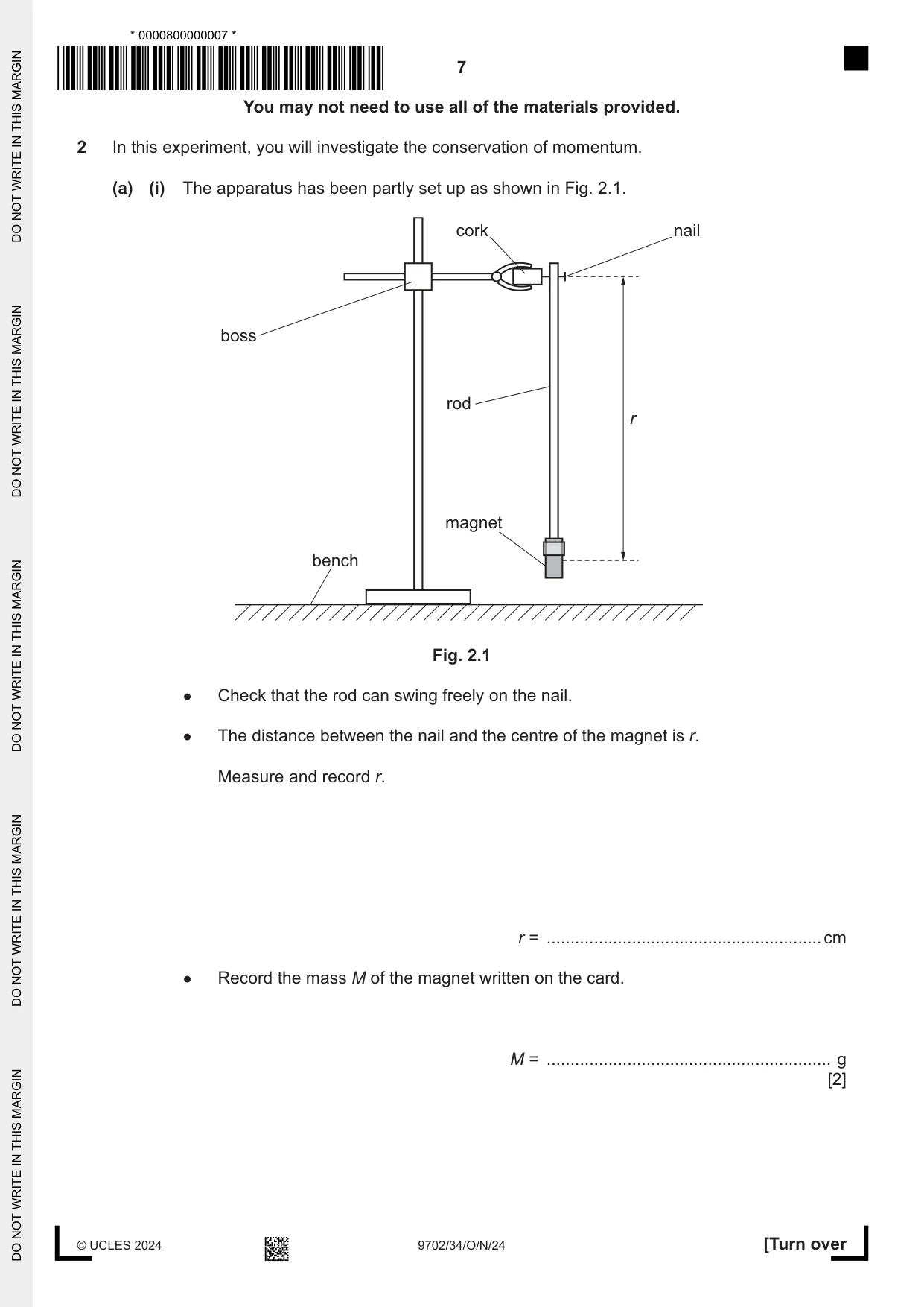 Cambridge A Level Physics 9702 2024 Oct/Nov Paper 3 · Variant 4 question paper, page 7 of 12