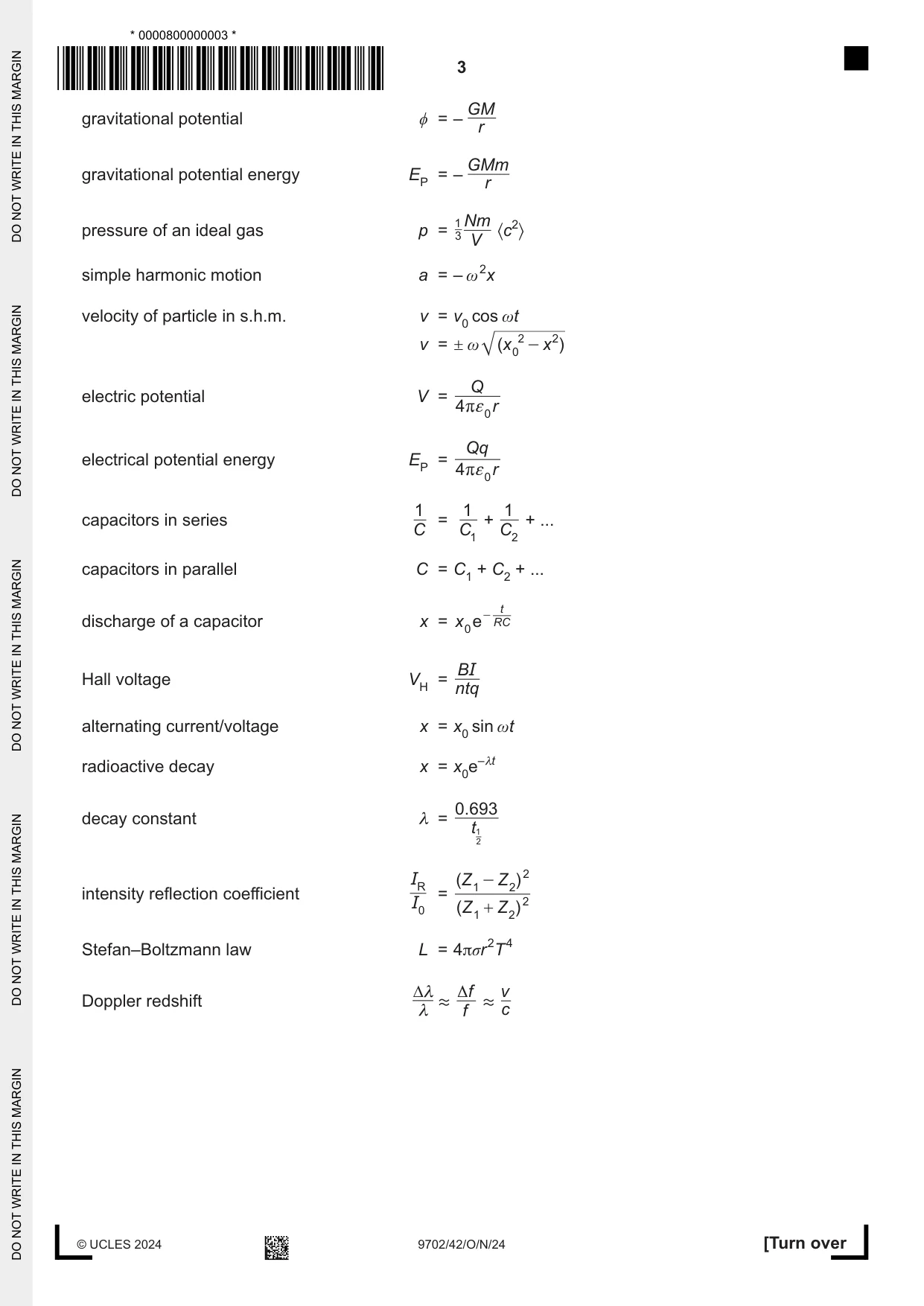 Cambridge A Level Physics 9702 2024 Oct/Nov Paper 4 · Variant 2 question paper, page 3 of 24