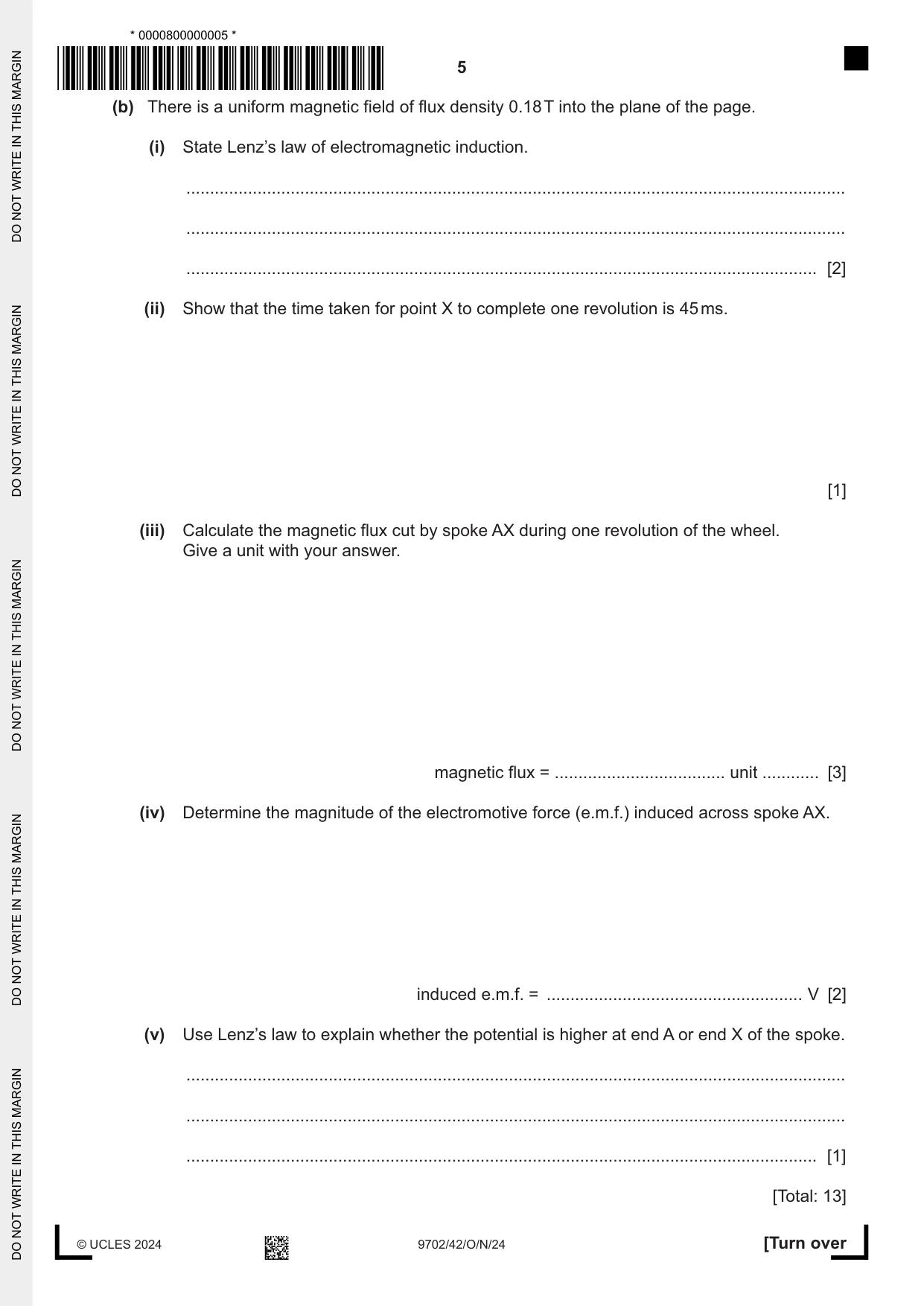 Cambridge A Level Physics 9702 2024 Oct/Nov Paper 4 · Variant 2 question paper, page 5 of 24
