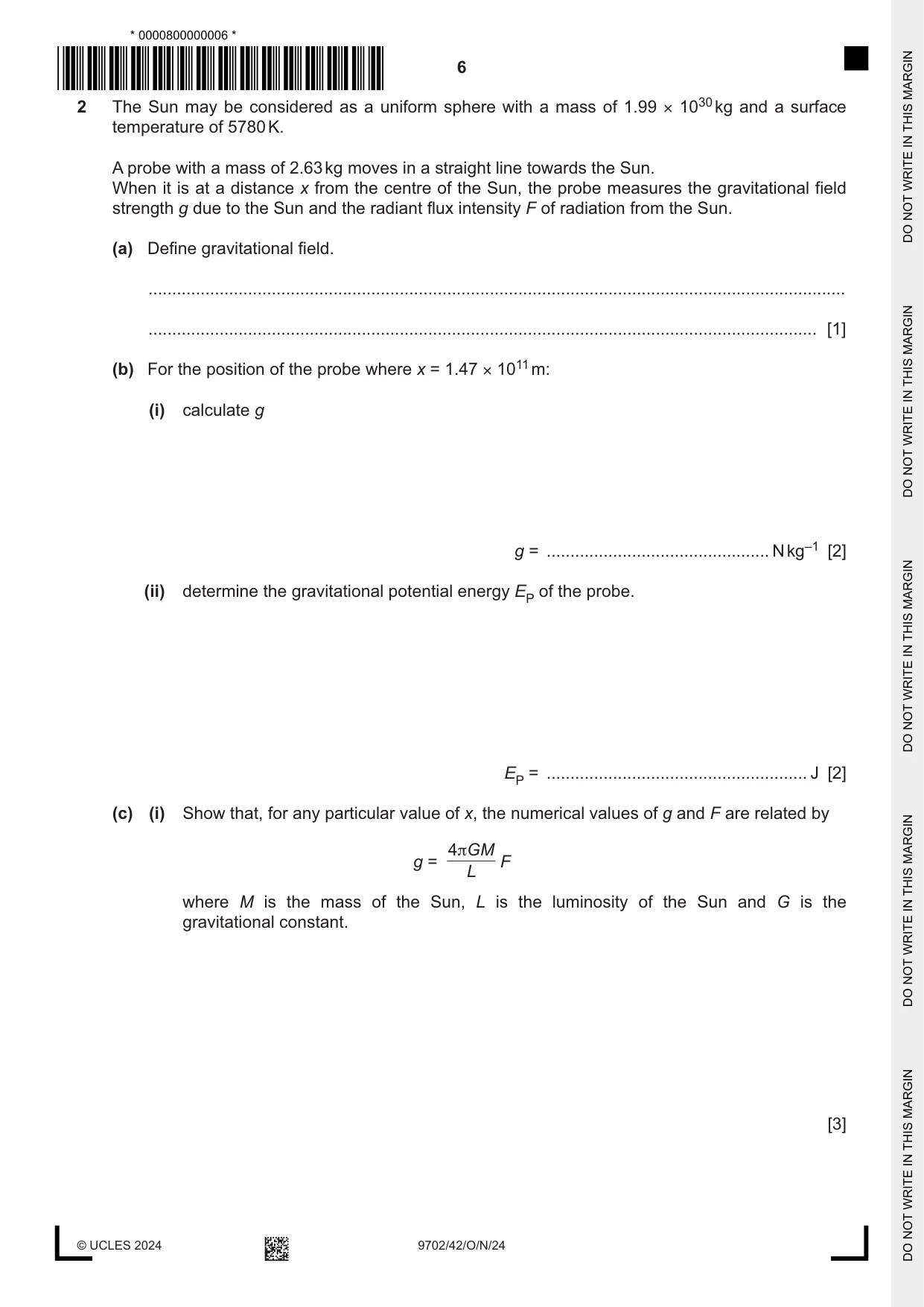 Cambridge A Level Physics 9702 2024 Oct/Nov Paper 4 · Variant 2 question paper, page 6 of 24