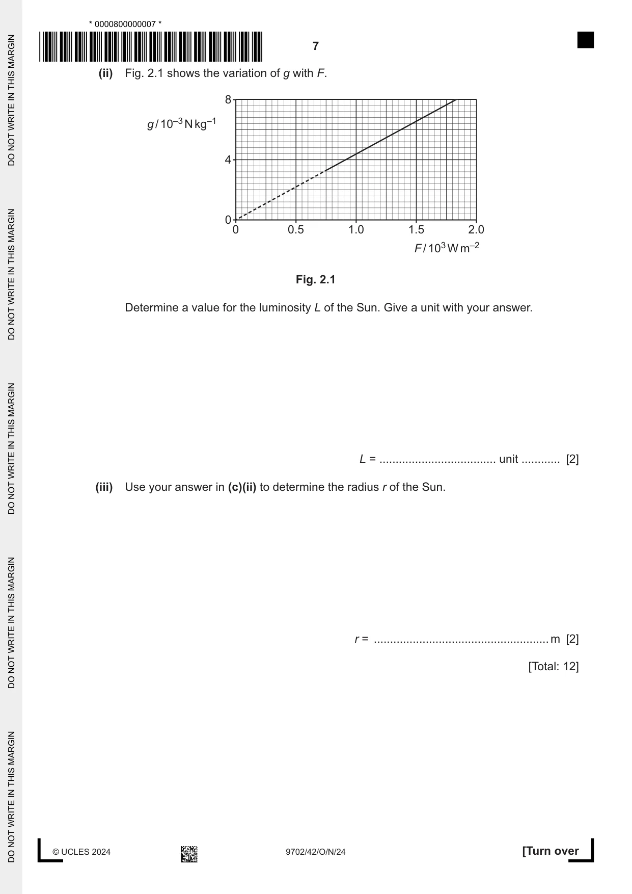 Cambridge A Level Physics 9702 2024 Oct/Nov Paper 4 · Variant 2 question paper, page 7 of 24