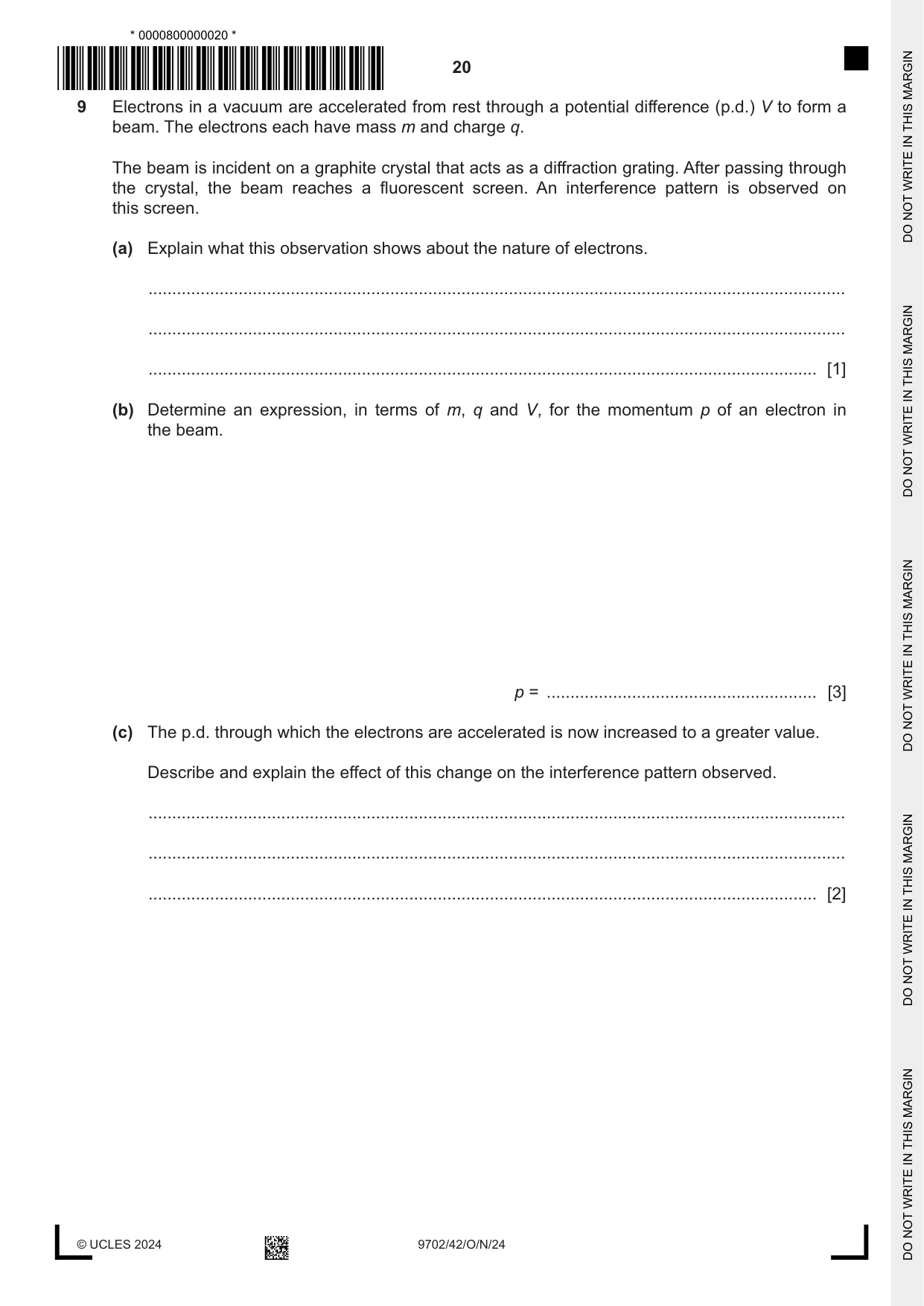 Cambridge A Level Physics 9702 2024 Oct/Nov Paper 4 · Variant 2 question paper, page 20 of 24