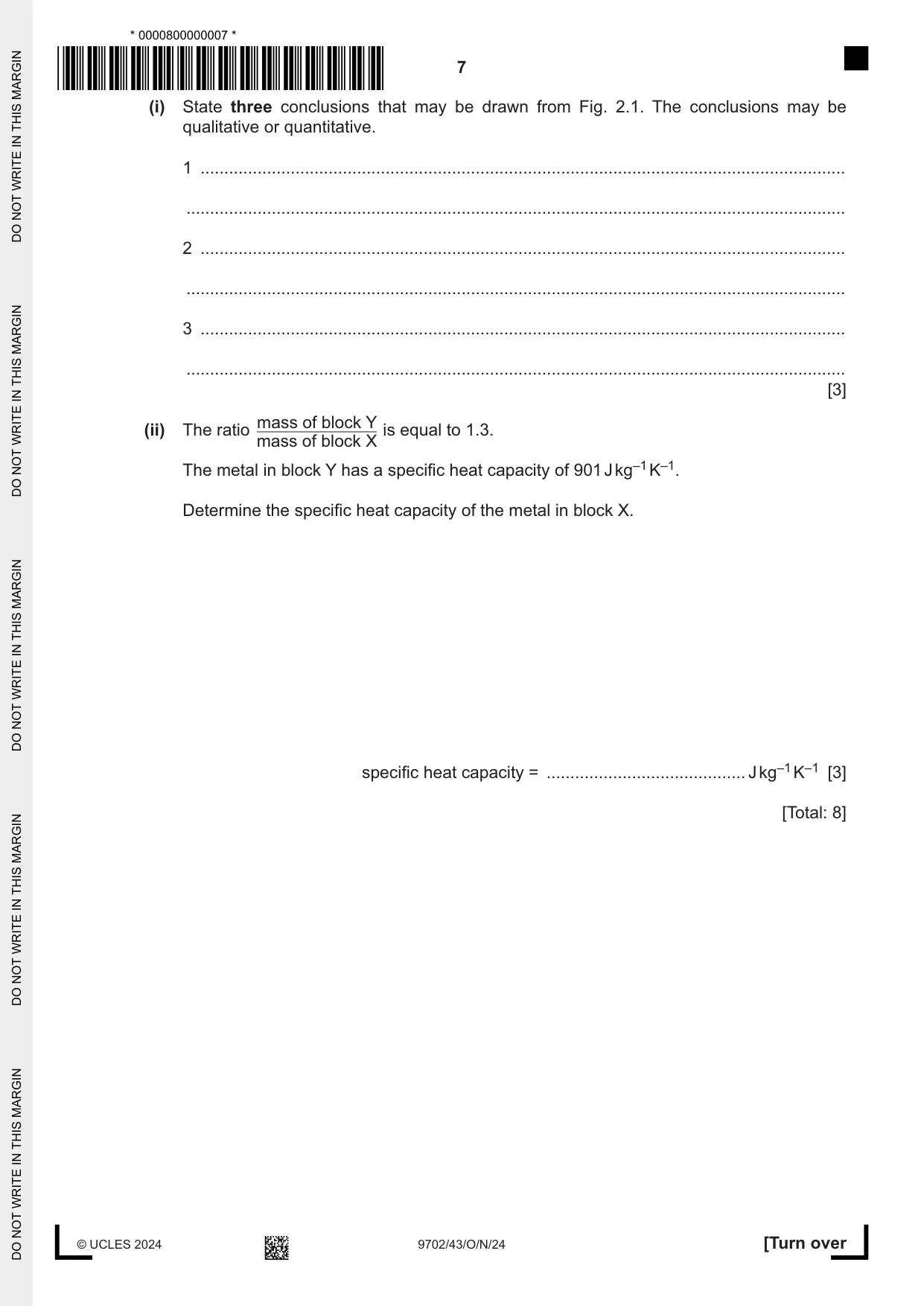 Cambridge A Level Physics 9702 2024 Oct/Nov Paper 4 · Variant 3 question paper, page 7 of 24