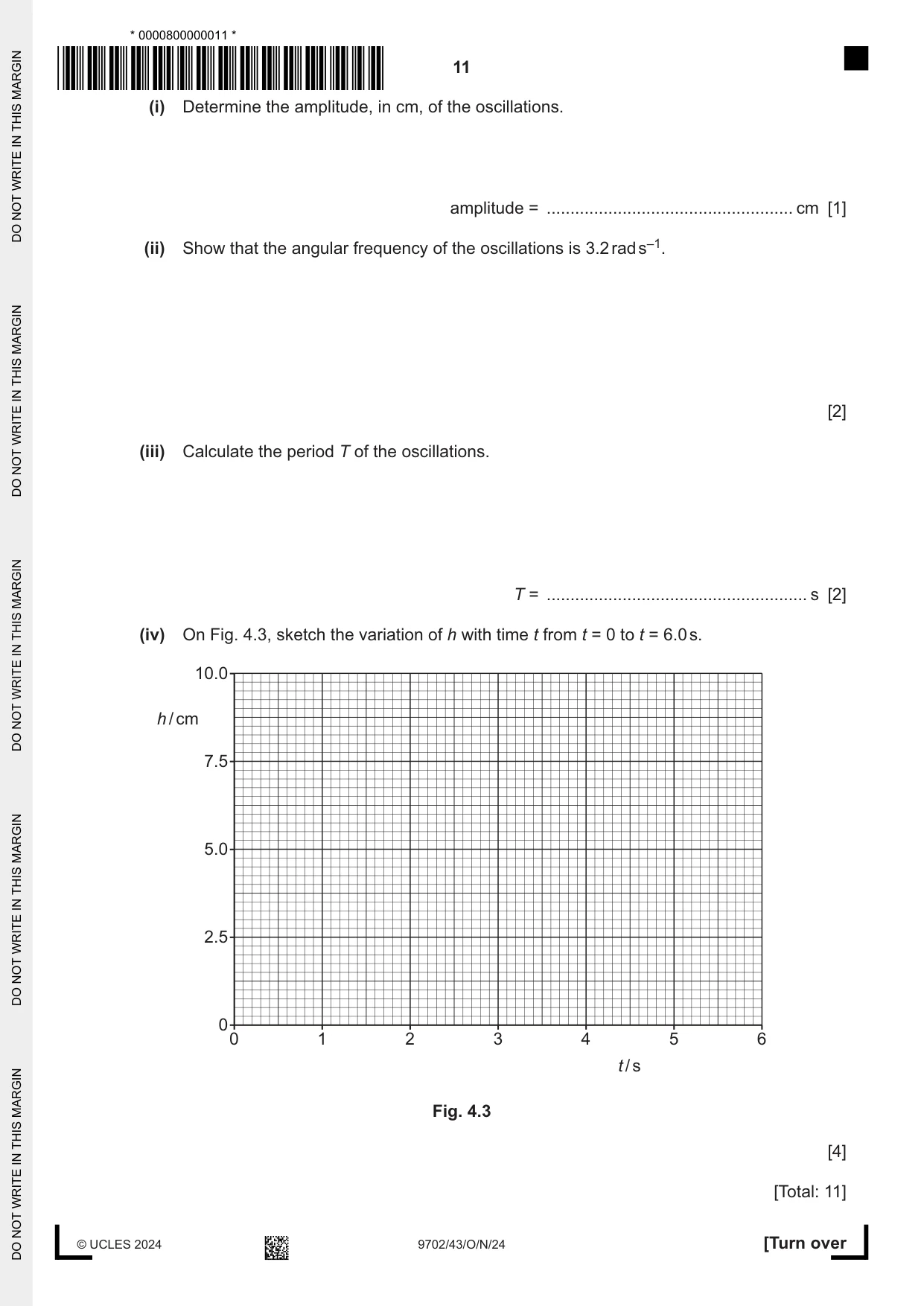 Cambridge A Level Physics 9702 2024 Oct/Nov Paper 4 · Variant 3 question paper, page 11 of 24