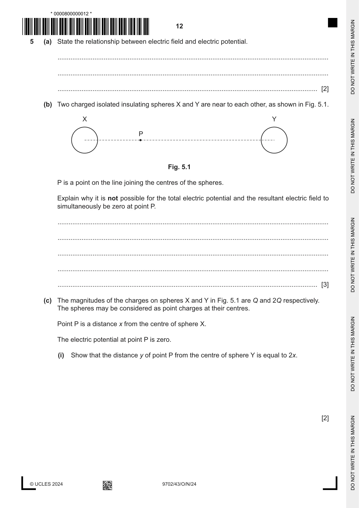 Cambridge A Level Physics 9702 2024 Oct/Nov Paper 4 · Variant 3 question paper, page 12 of 24