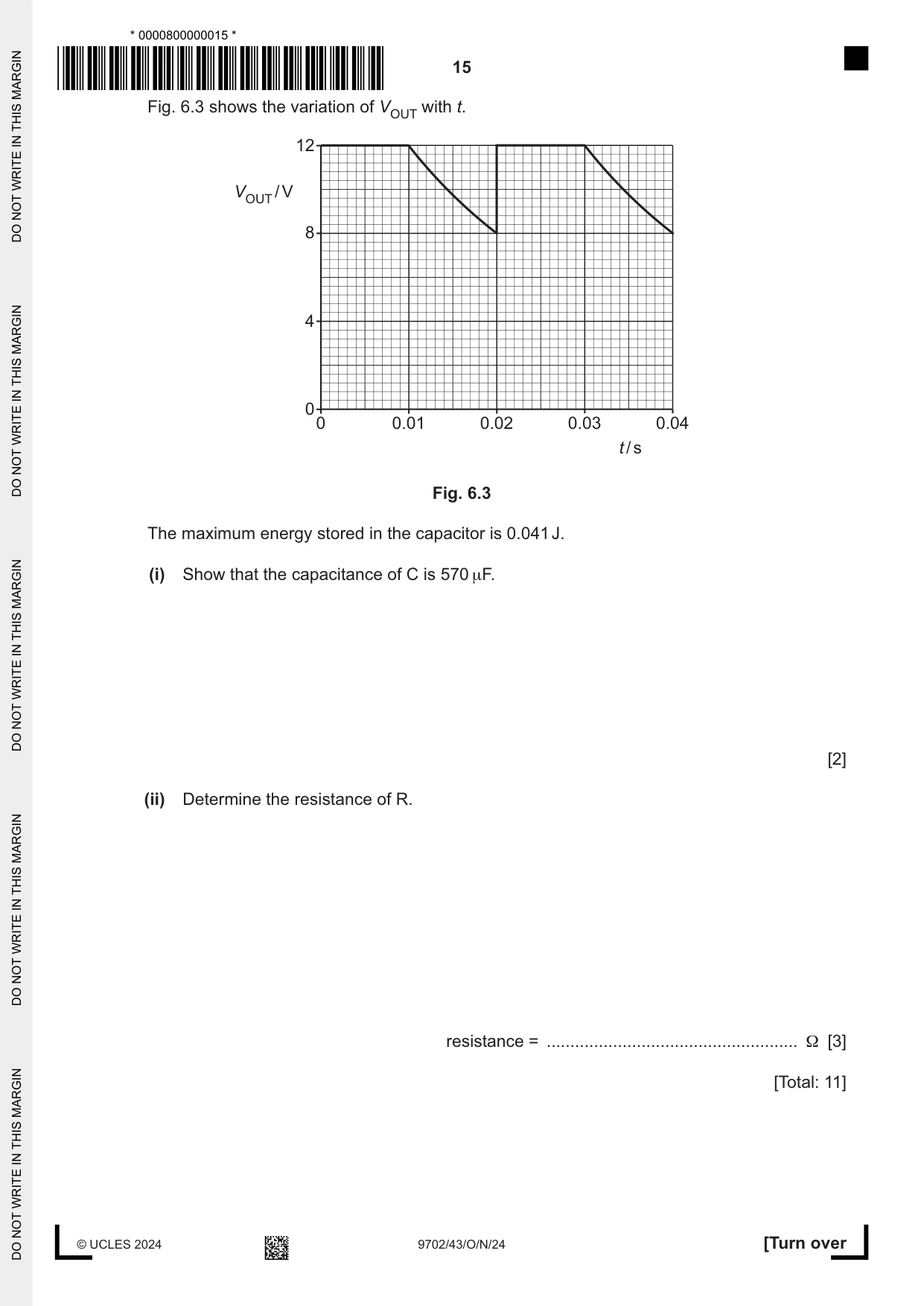 Cambridge A Level Physics 9702 2024 Oct/Nov Paper 4 · Variant 3 question paper, page 15 of 24