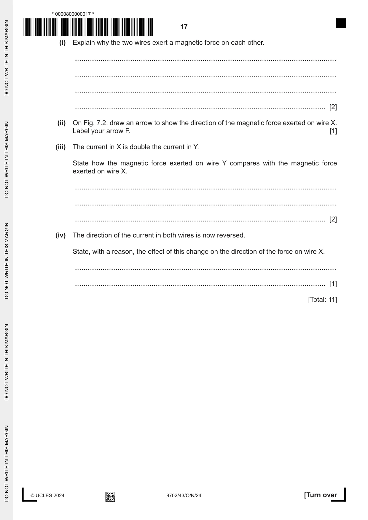 Cambridge A Level Physics 9702 2024 Oct/Nov Paper 4 · Variant 3 question paper, page 17 of 24