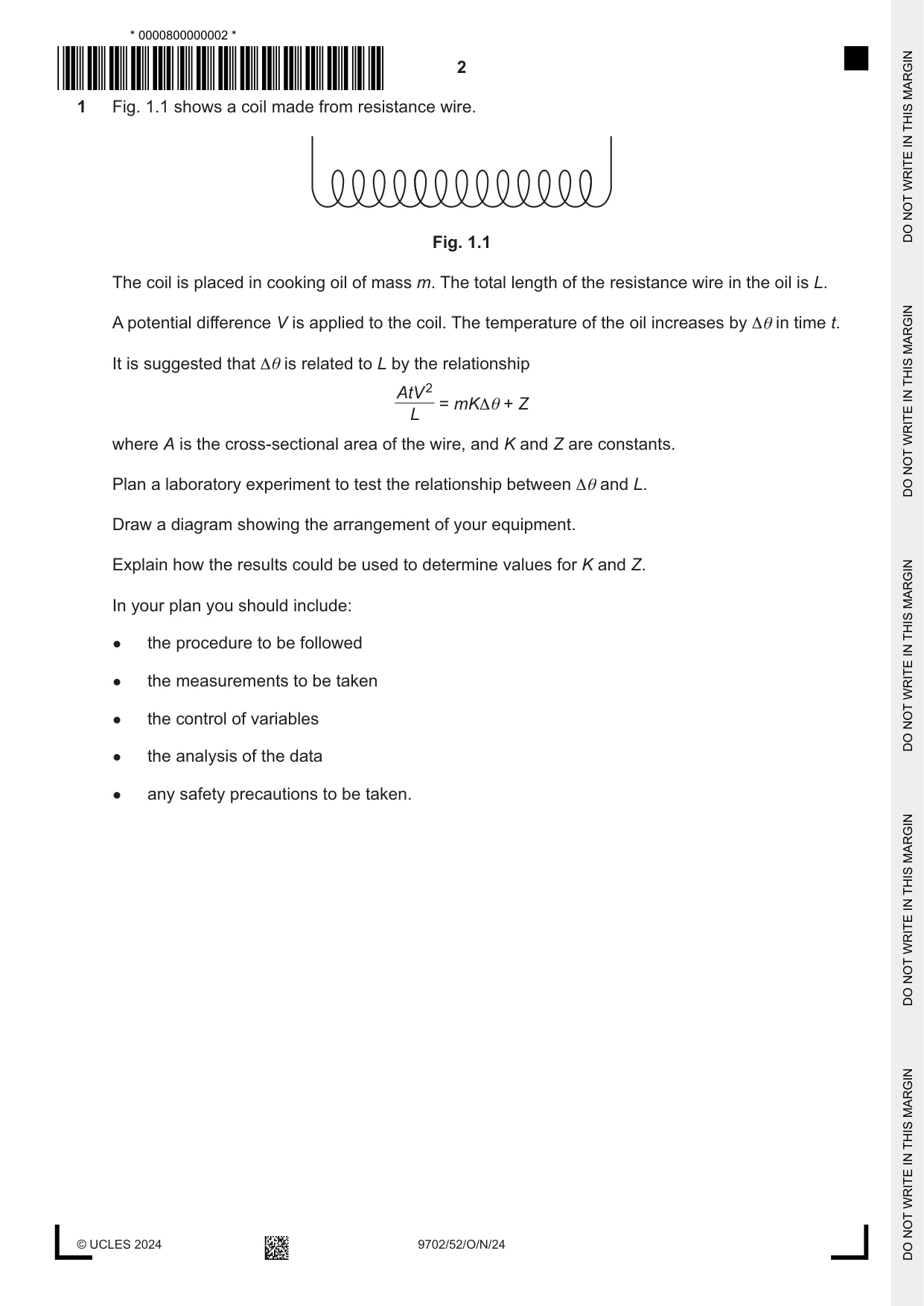 Cambridge A Level Physics 9702 2024 Oct/Nov Paper 5 · Variant 2 question paper, page 2 of 8