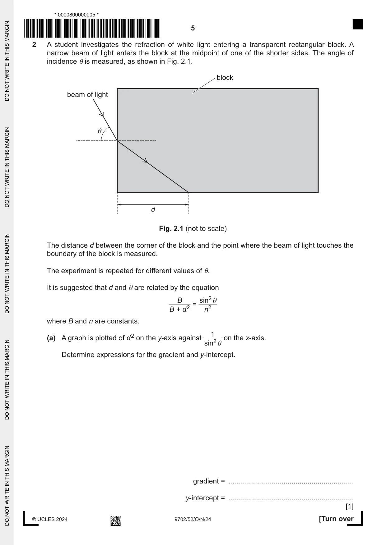 Cambridge A Level Physics 9702 2024 Oct/Nov Paper 5 · Variant 2 question paper, page 5 of 8