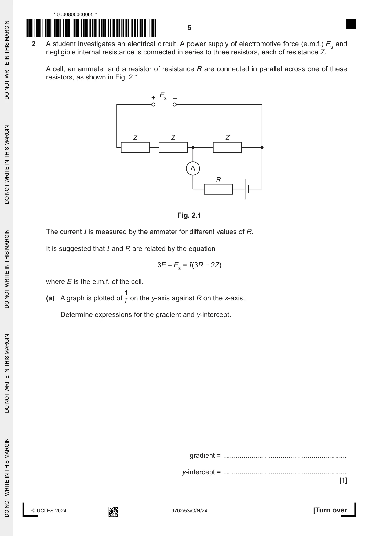 Cambridge A Level Physics 9702 2024 Oct/Nov Paper 5 · Variant 3 question paper, page 5 of 8