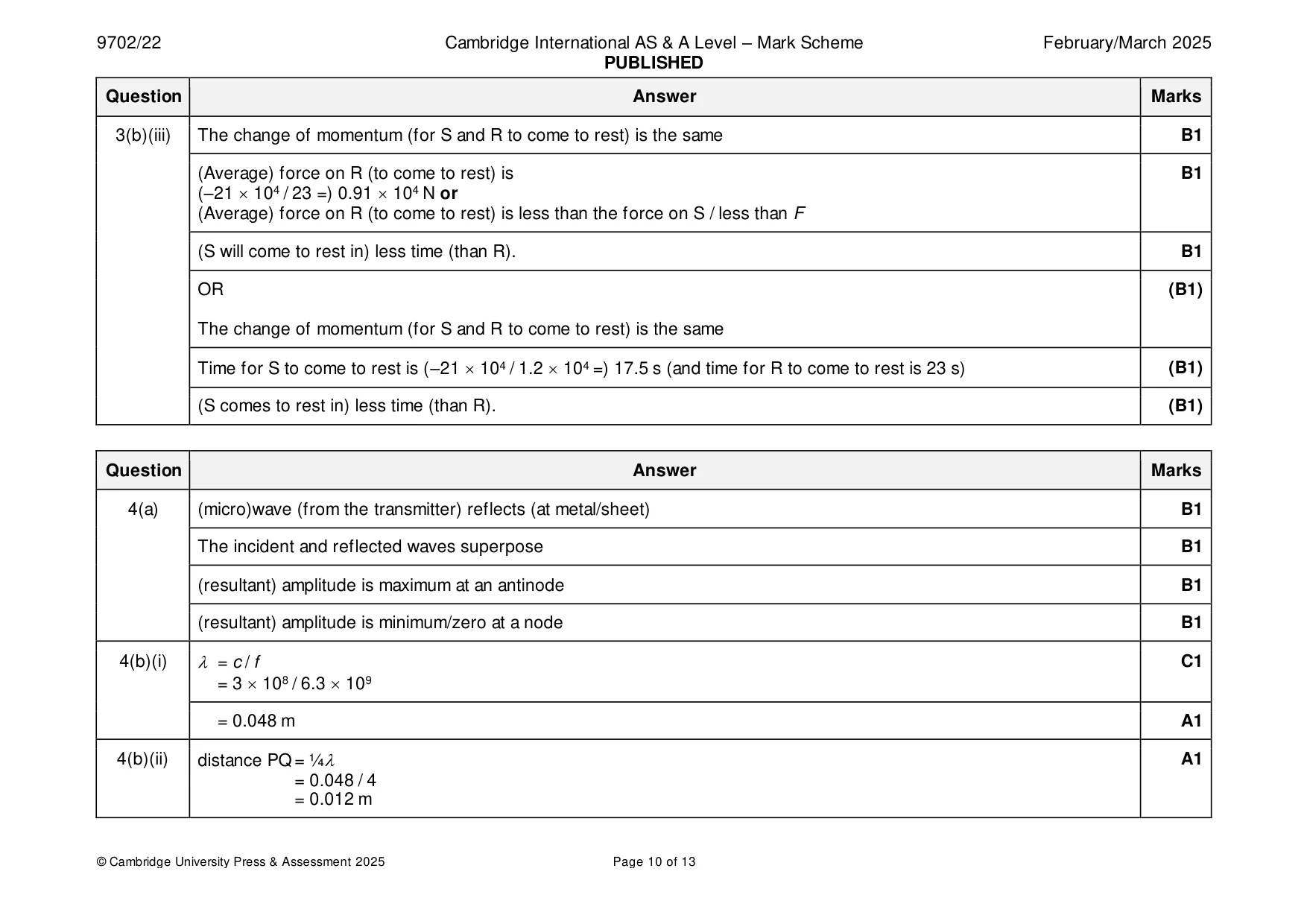 Mark scheme, page 10 of 13
