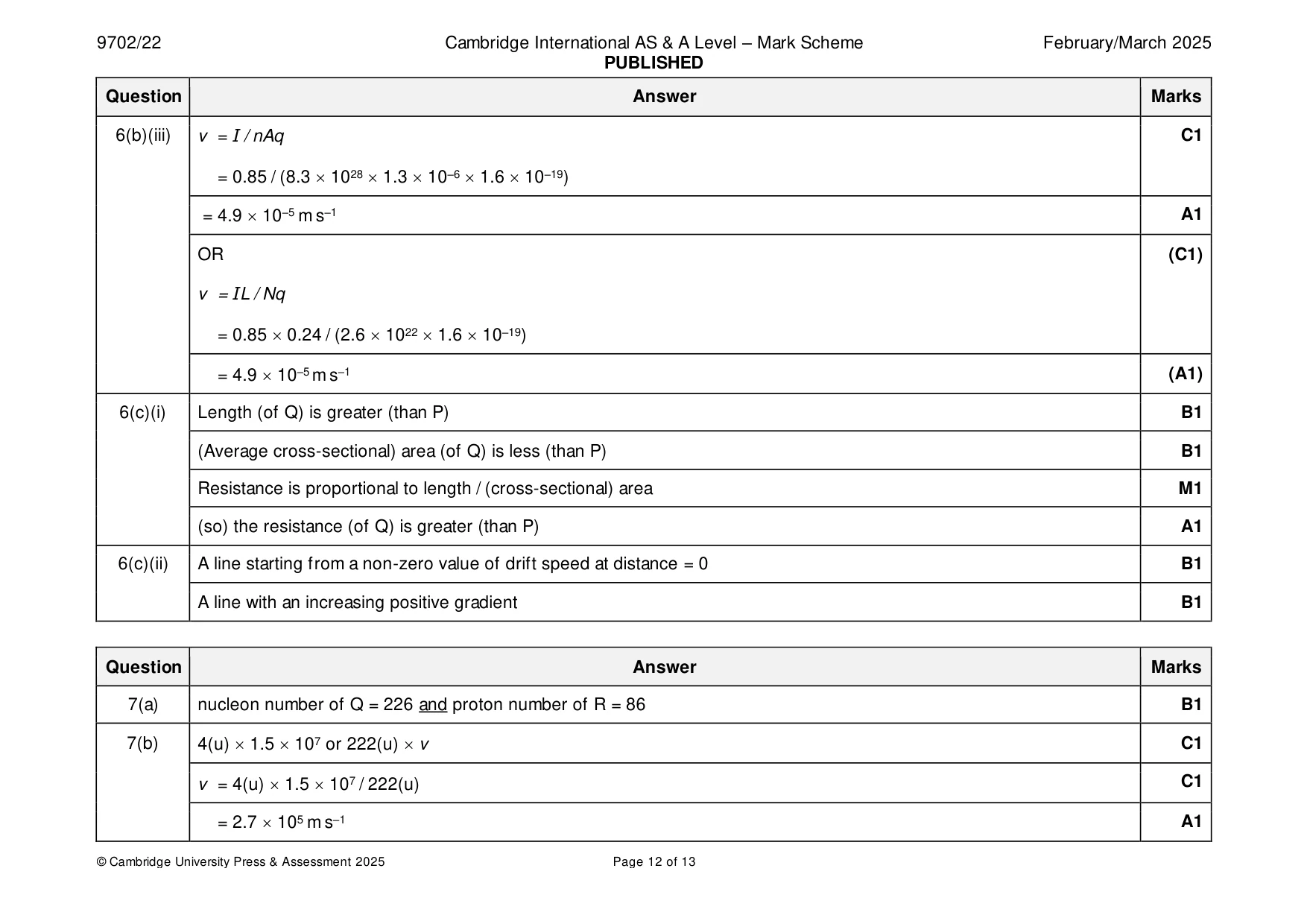 Mark scheme, page 12 of 13