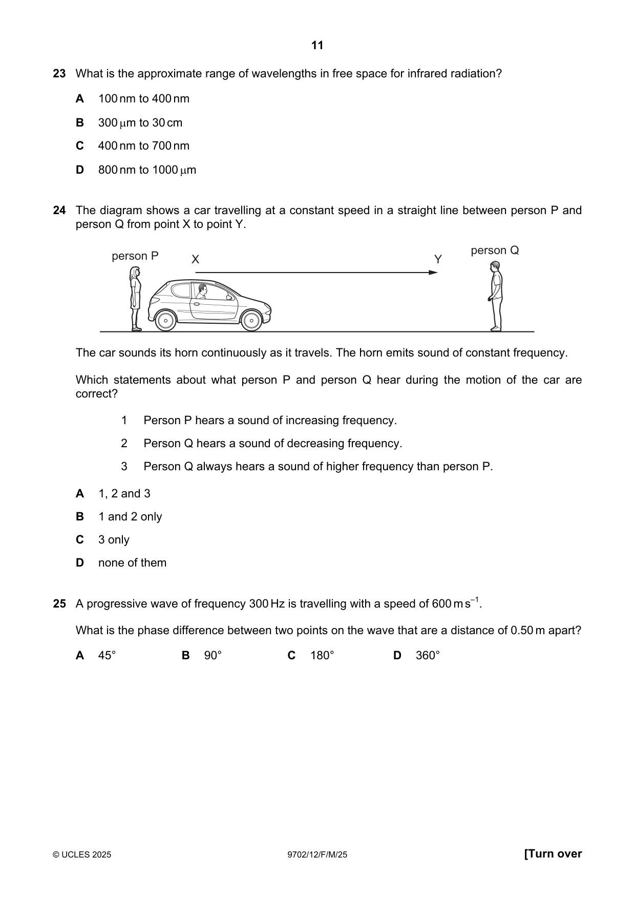 Cambridge A Level Physics 9702 2025 Feb/March Paper 1 · Variant 2 question paper, page 11 of 16
