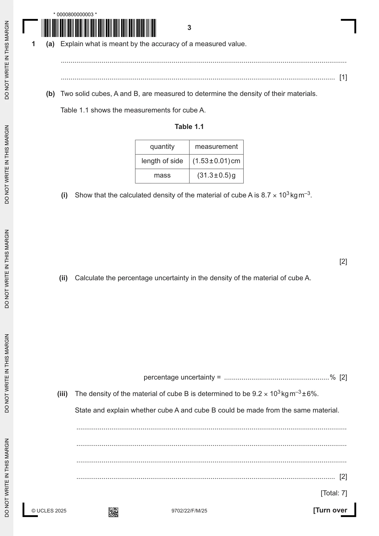 Cambridge A Level Physics 9702 2025 Feb/March Paper 2 · Variant 2 question paper, page 3 of 16
