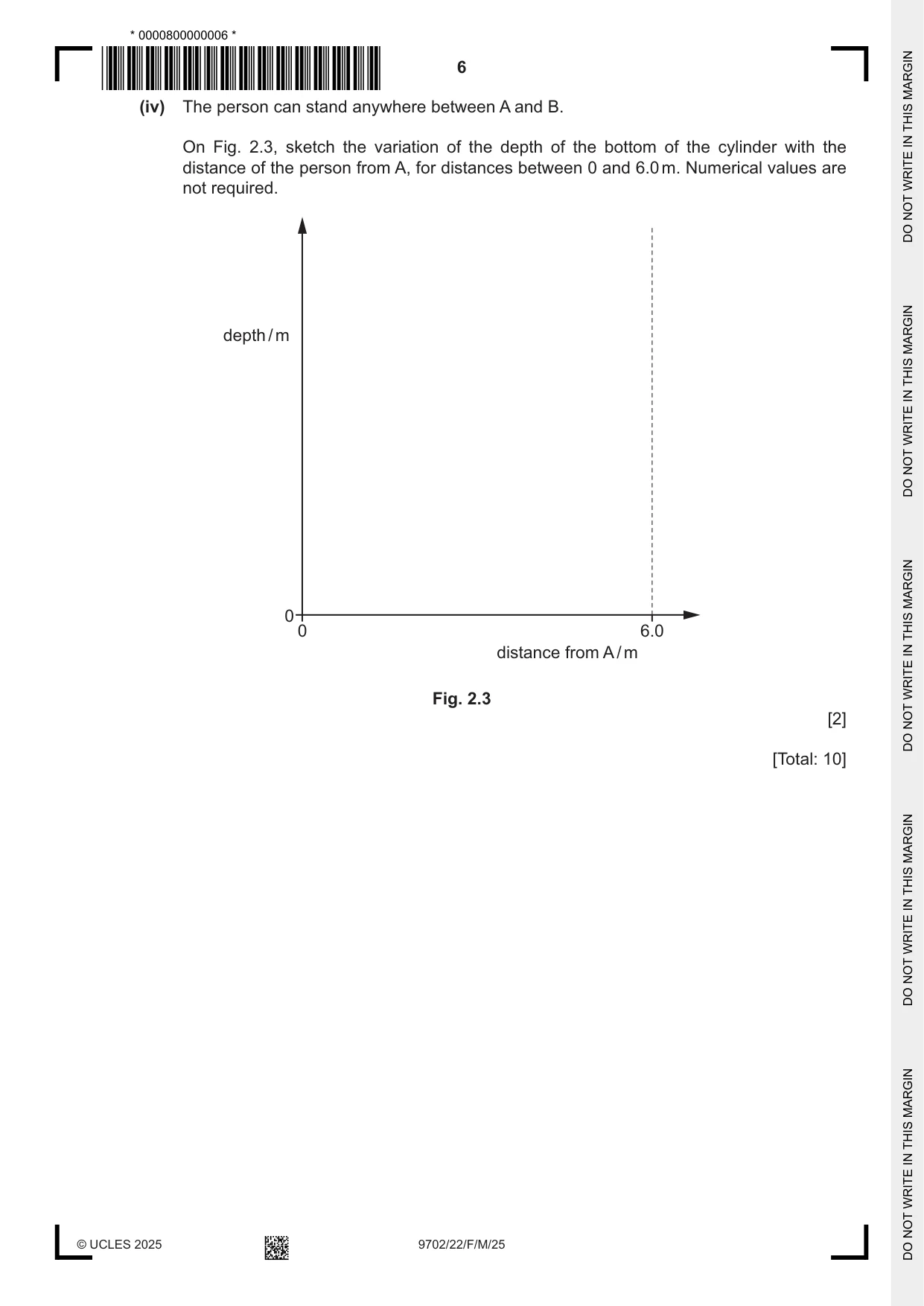 Cambridge A Level Physics 9702 2025 Feb/March Paper 2 · Variant 2 question paper, page 6 of 16