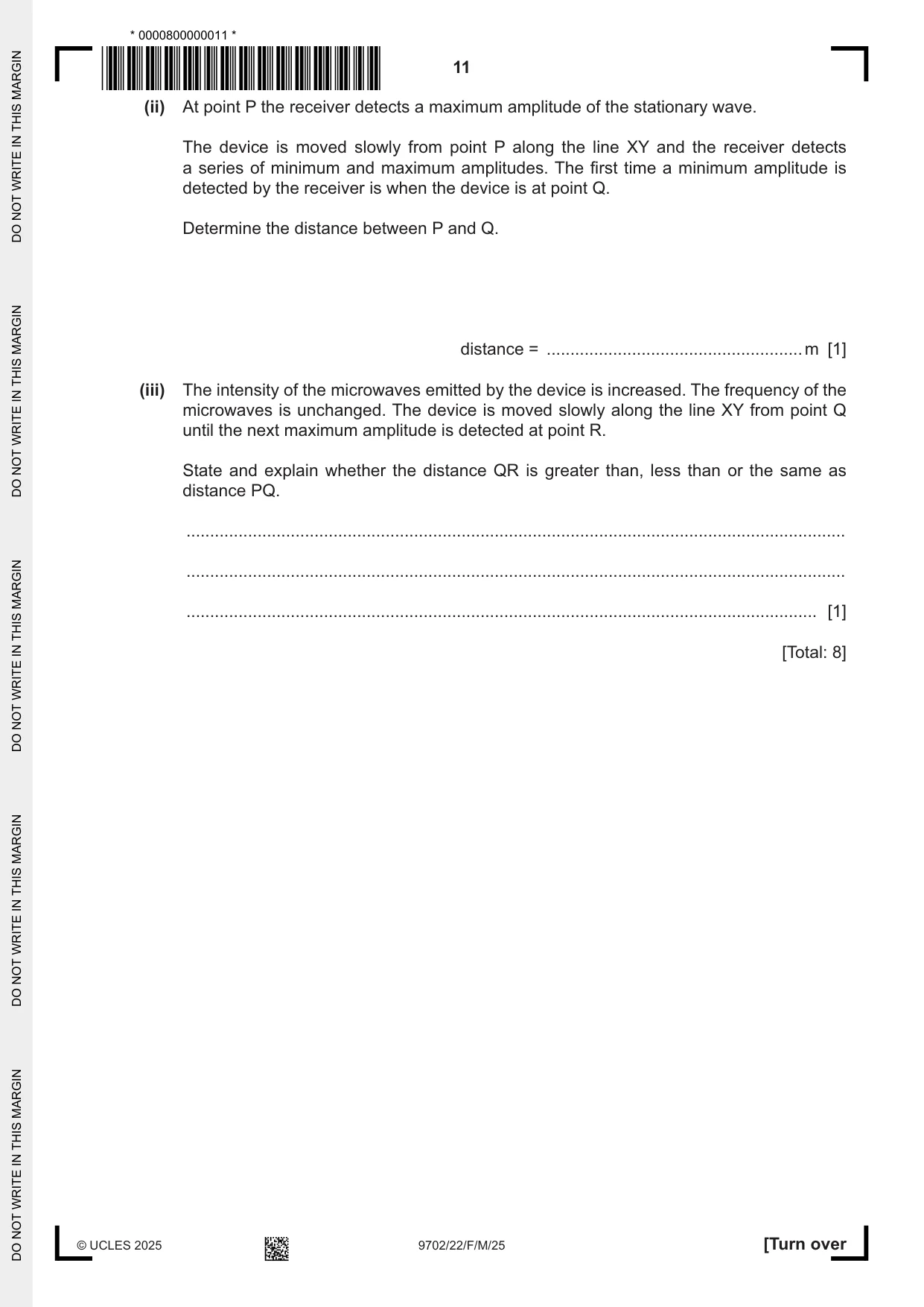 Cambridge A Level Physics 9702 2025 Feb/March Paper 2 · Variant 2 question paper, page 11 of 16