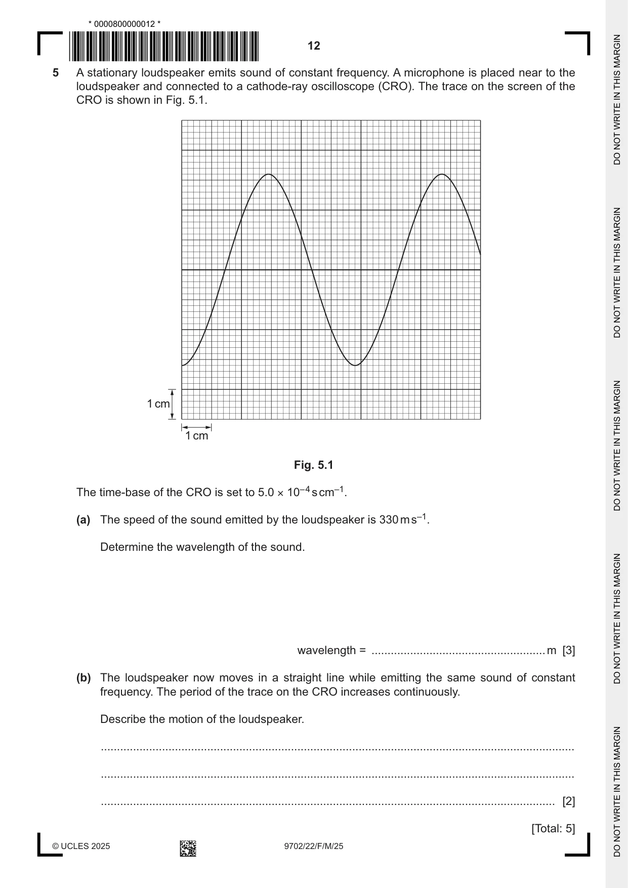 Cambridge A Level Physics 9702 2025 Feb/March Paper 2 · Variant 2 question paper, page 12 of 16