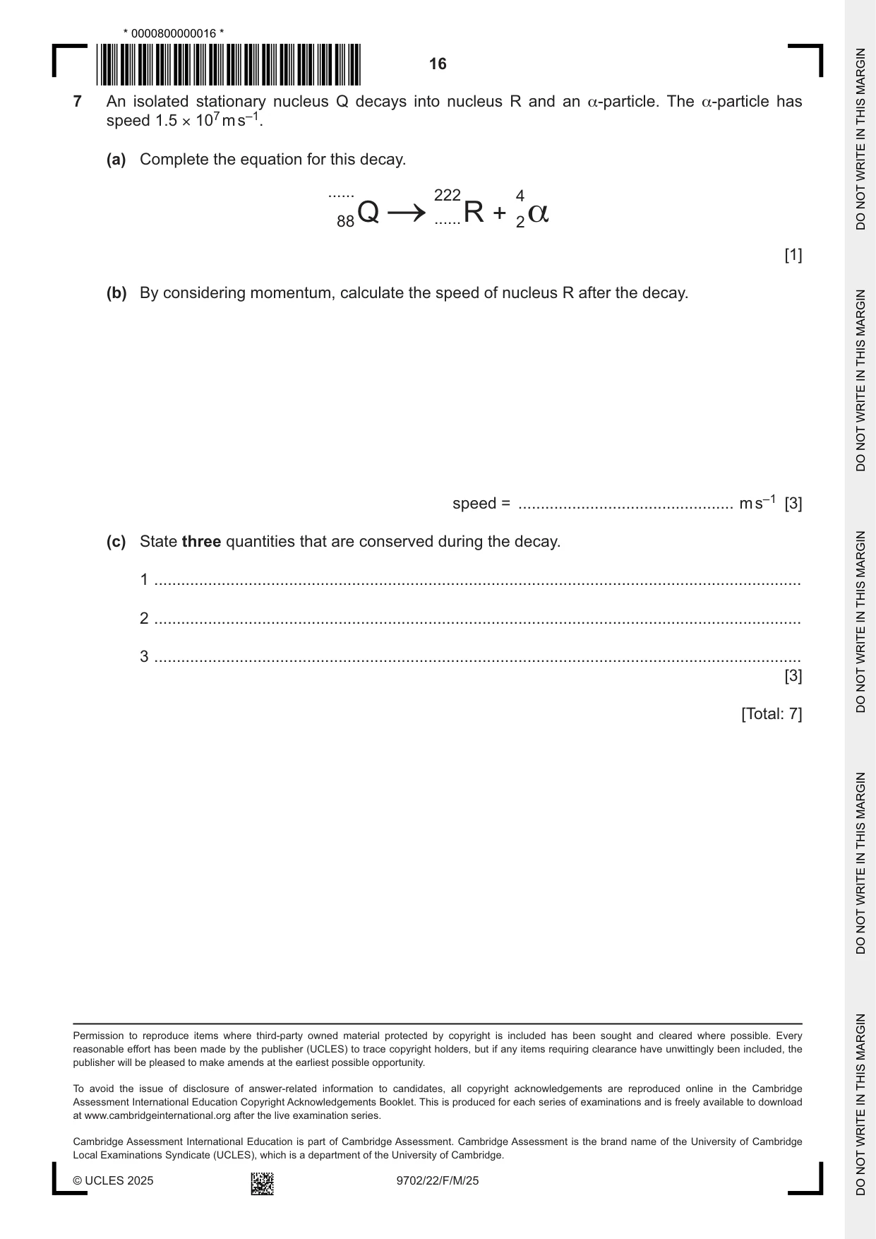 Cambridge A Level Physics 9702 2025 Feb/March Paper 2 · Variant 2 question paper, page 16 of 16