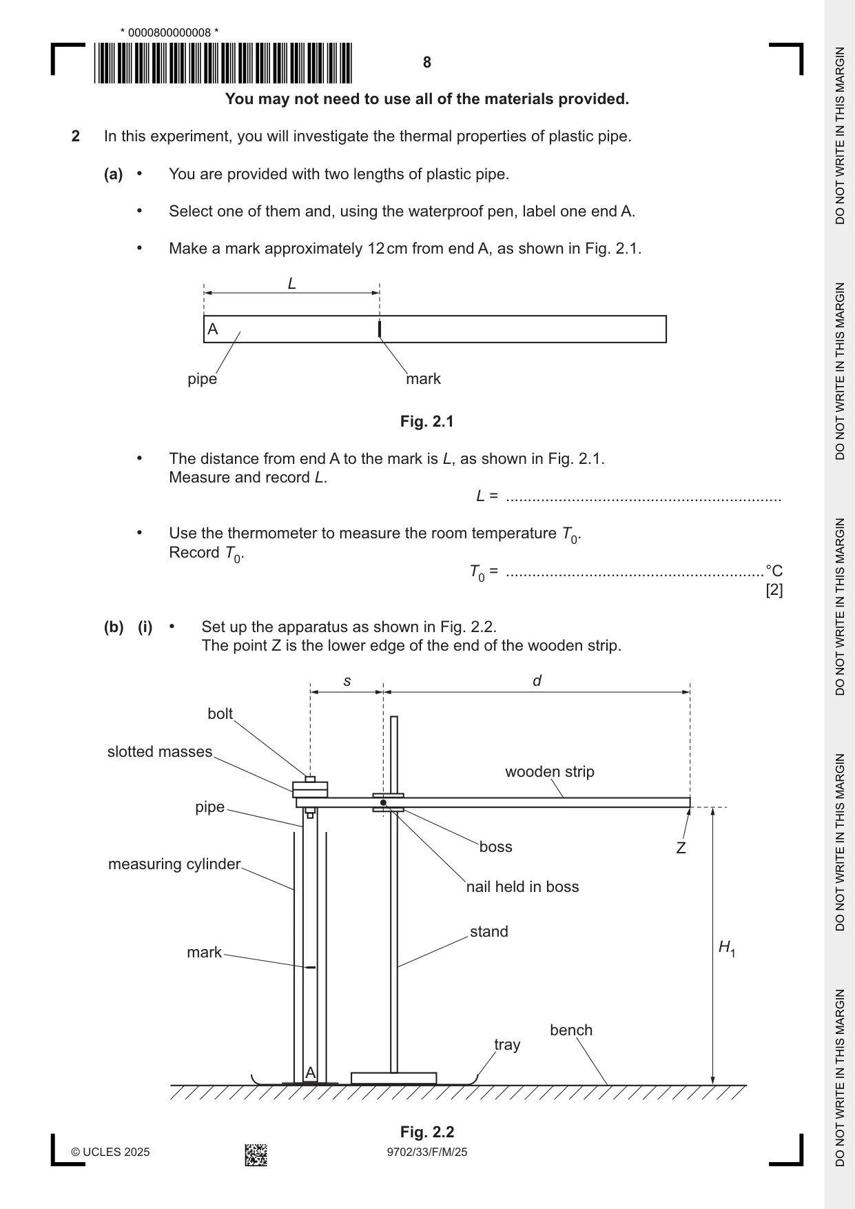 Cambridge A Level Physics 9702 2025 Feb/March Paper 3 · Variant 3 question paper, page 8 of 12