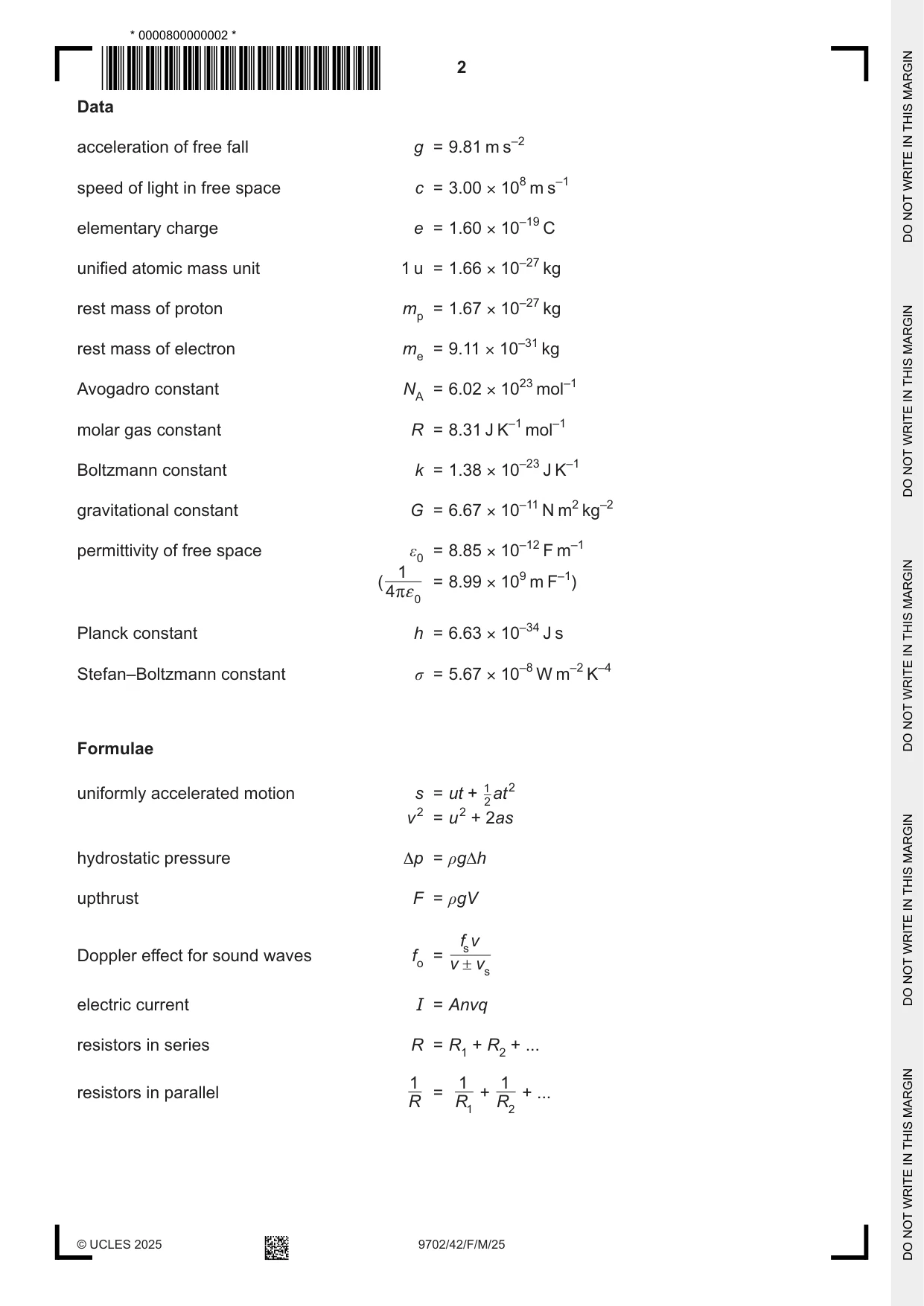Cambridge A Level Physics 9702 2025 Feb/March Paper 4 · Variant 2 question paper, page 2 of 28