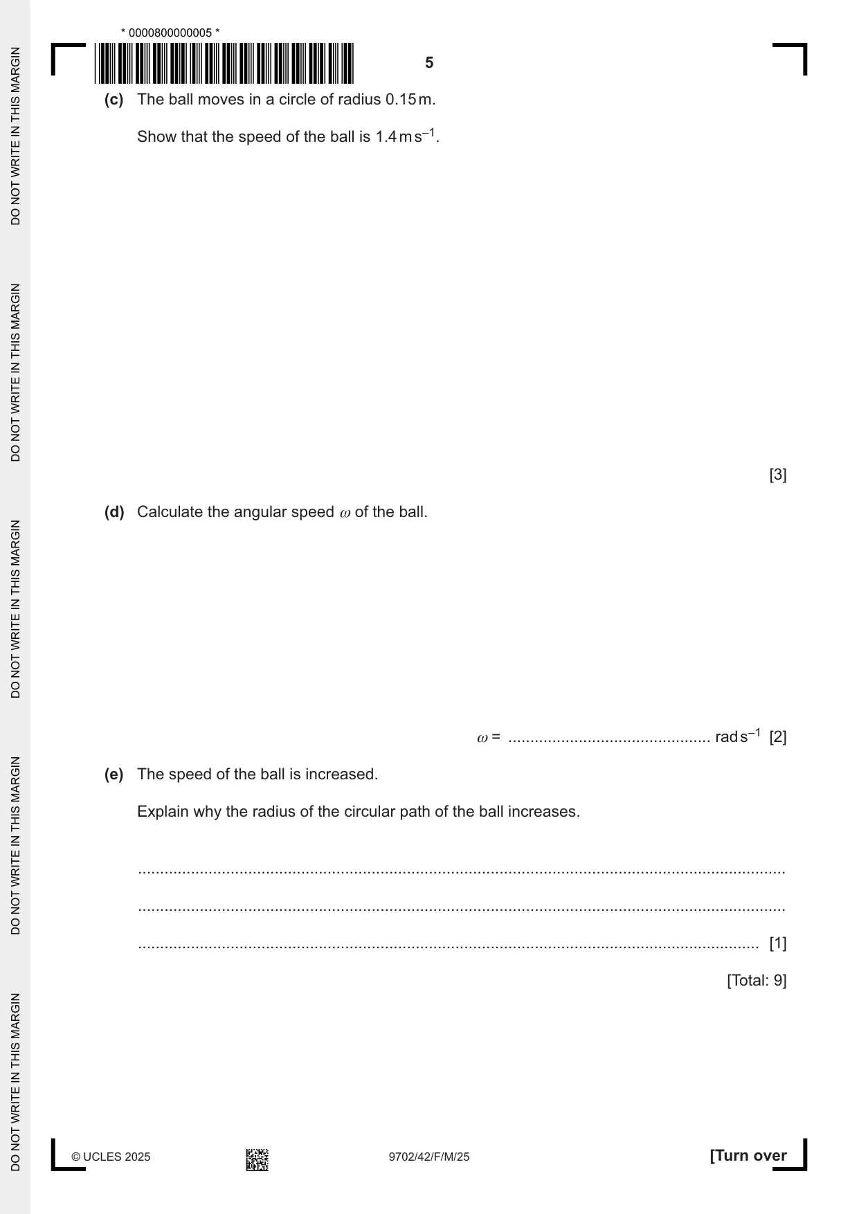 Cambridge A Level Physics 9702 2025 Feb/March Paper 4 · Variant 2 question paper, page 5 of 28
