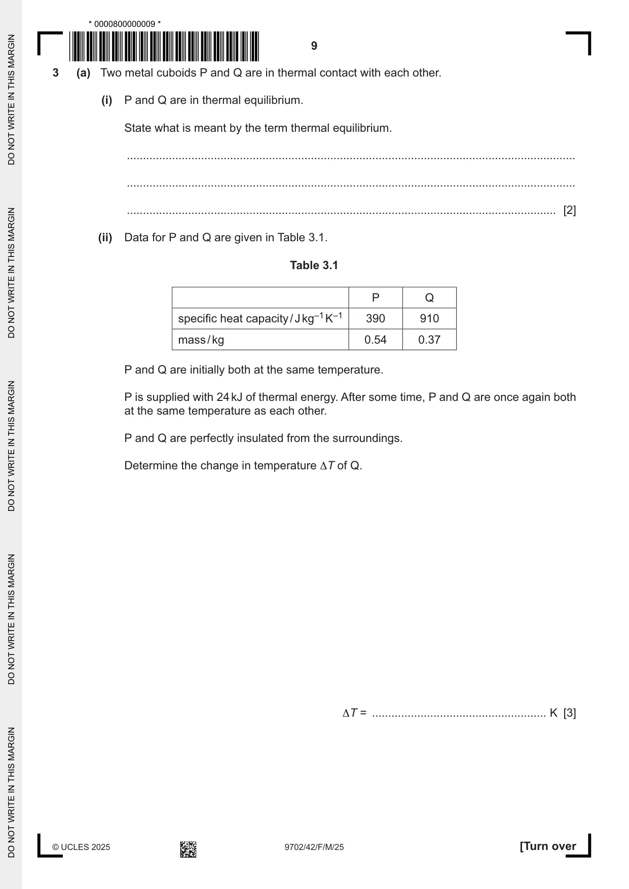 Cambridge A Level Physics 9702 2025 Feb/March Paper 4 · Variant 2 question paper, page 9 of 28