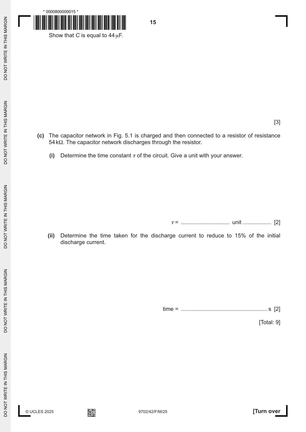Cambridge A Level Physics 9702 2025 Feb/March Paper 4 · Variant 2 question paper, page 15 of 28
