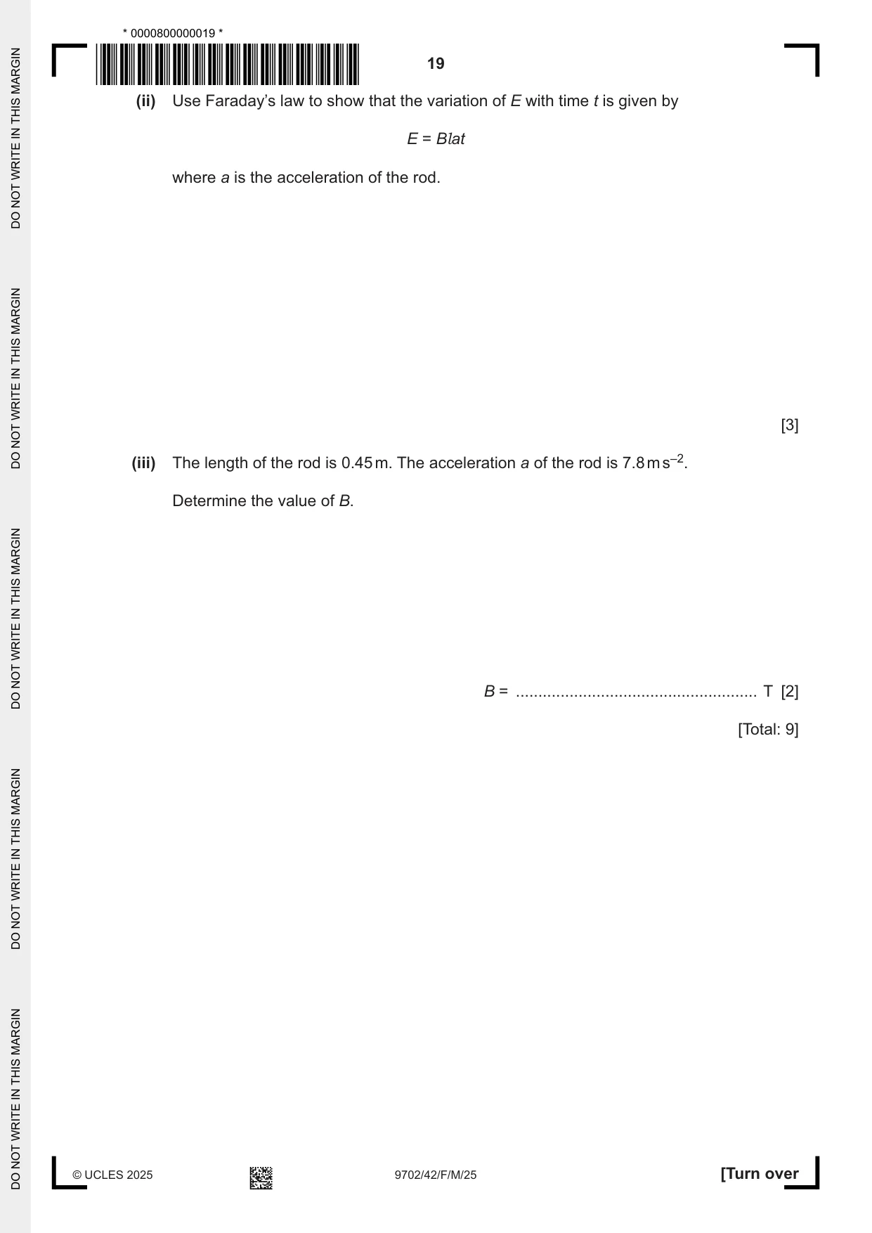 Cambridge A Level Physics 9702 2025 Feb/March Paper 4 · Variant 2 question paper, page 19 of 28