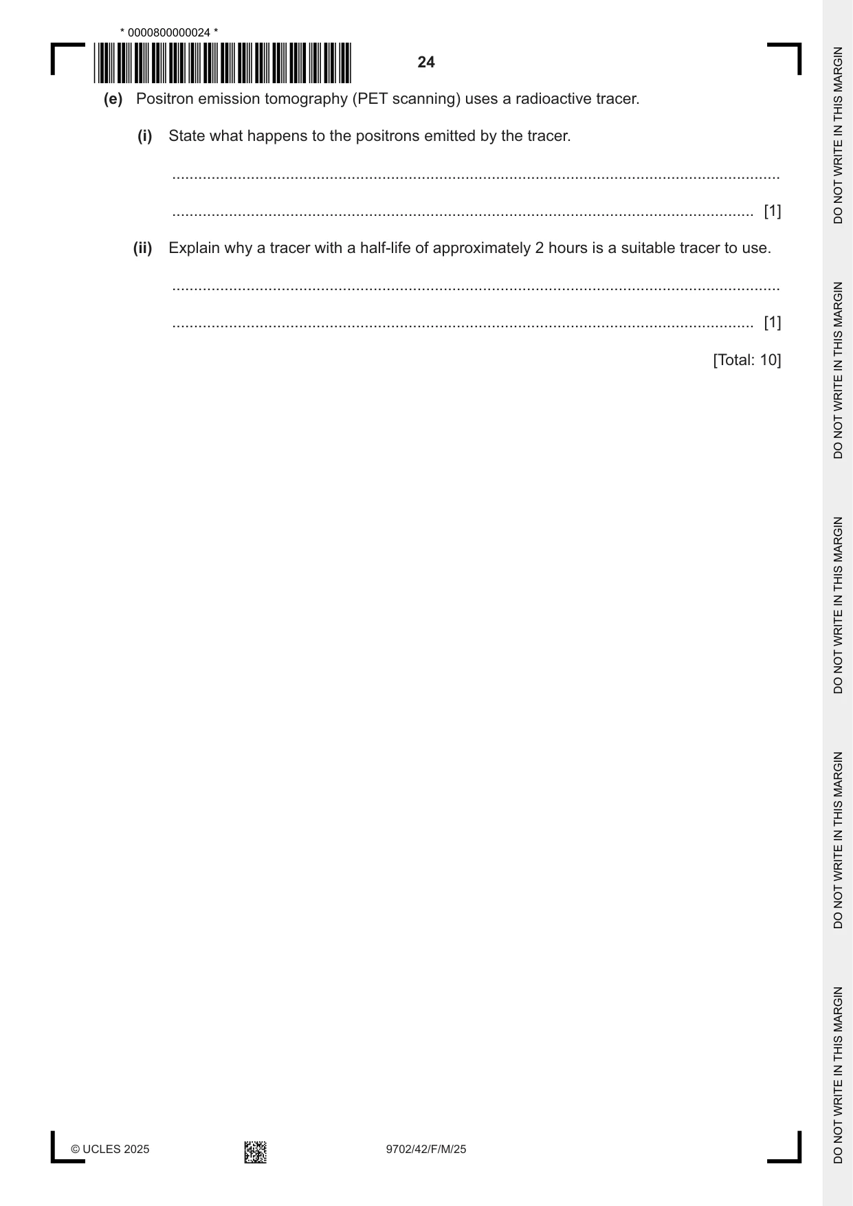 Cambridge A Level Physics 9702 2025 Feb/March Paper 4 · Variant 2 question paper, page 24 of 28
