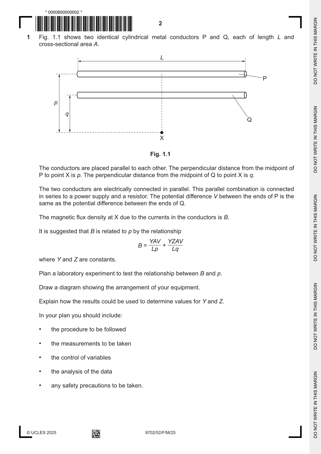Cambridge A Level Physics 9702 2025 Feb/March Paper 5 · Variant 2 question paper, page 2 of 8