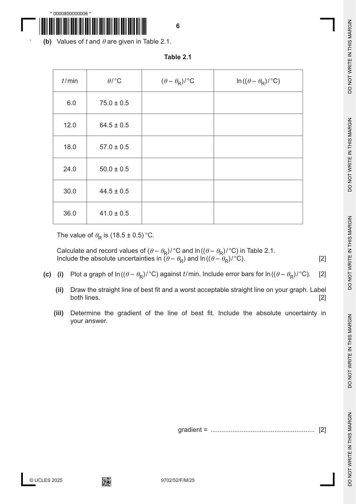 Cambridge A Level Physics 9702 2025 Feb/March Paper 5 · Variant 2 question paper, page 6 of 8
