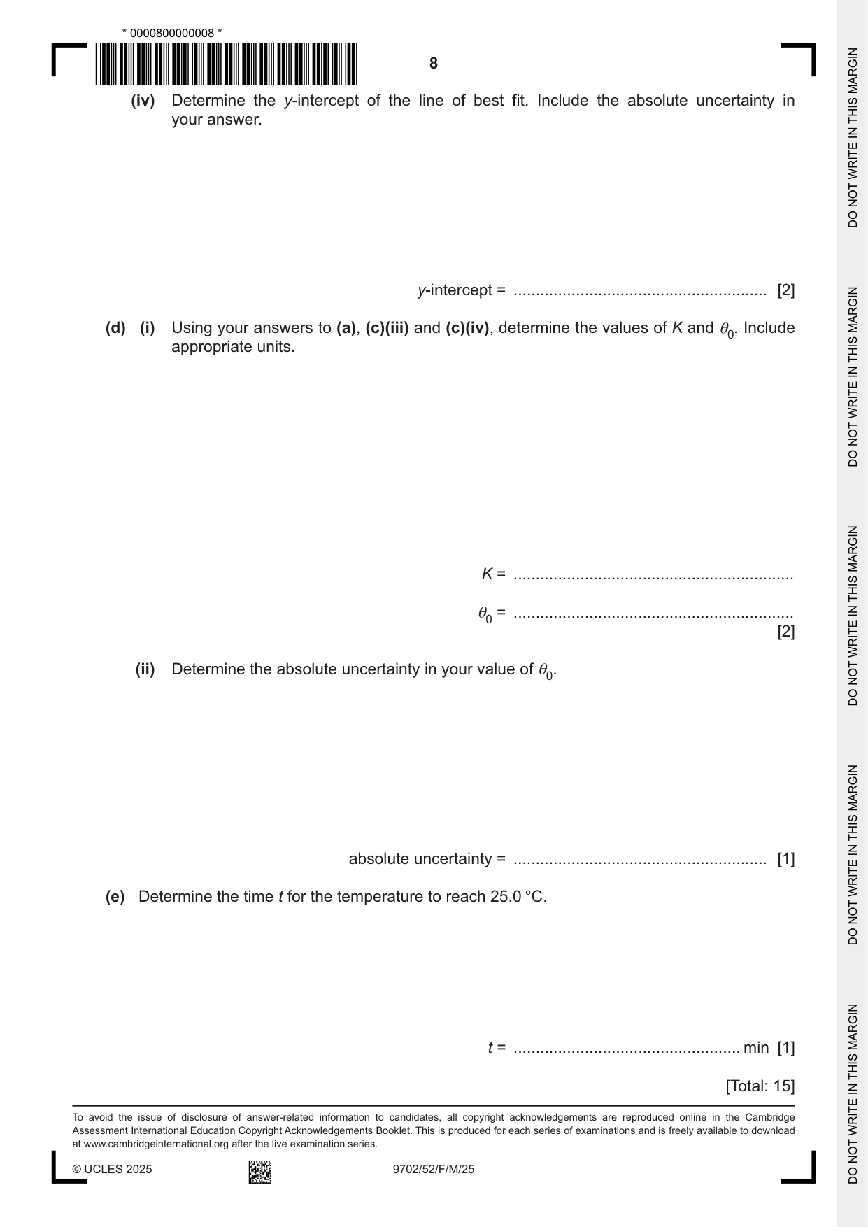 Cambridge A Level Physics 9702 2025 Feb/March Paper 5 · Variant 2 question paper, page 8 of 8