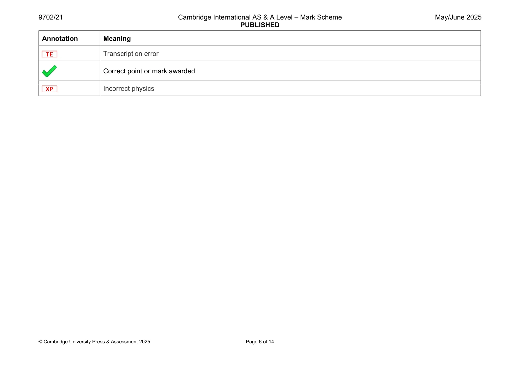 Mark scheme, page 6 of 14